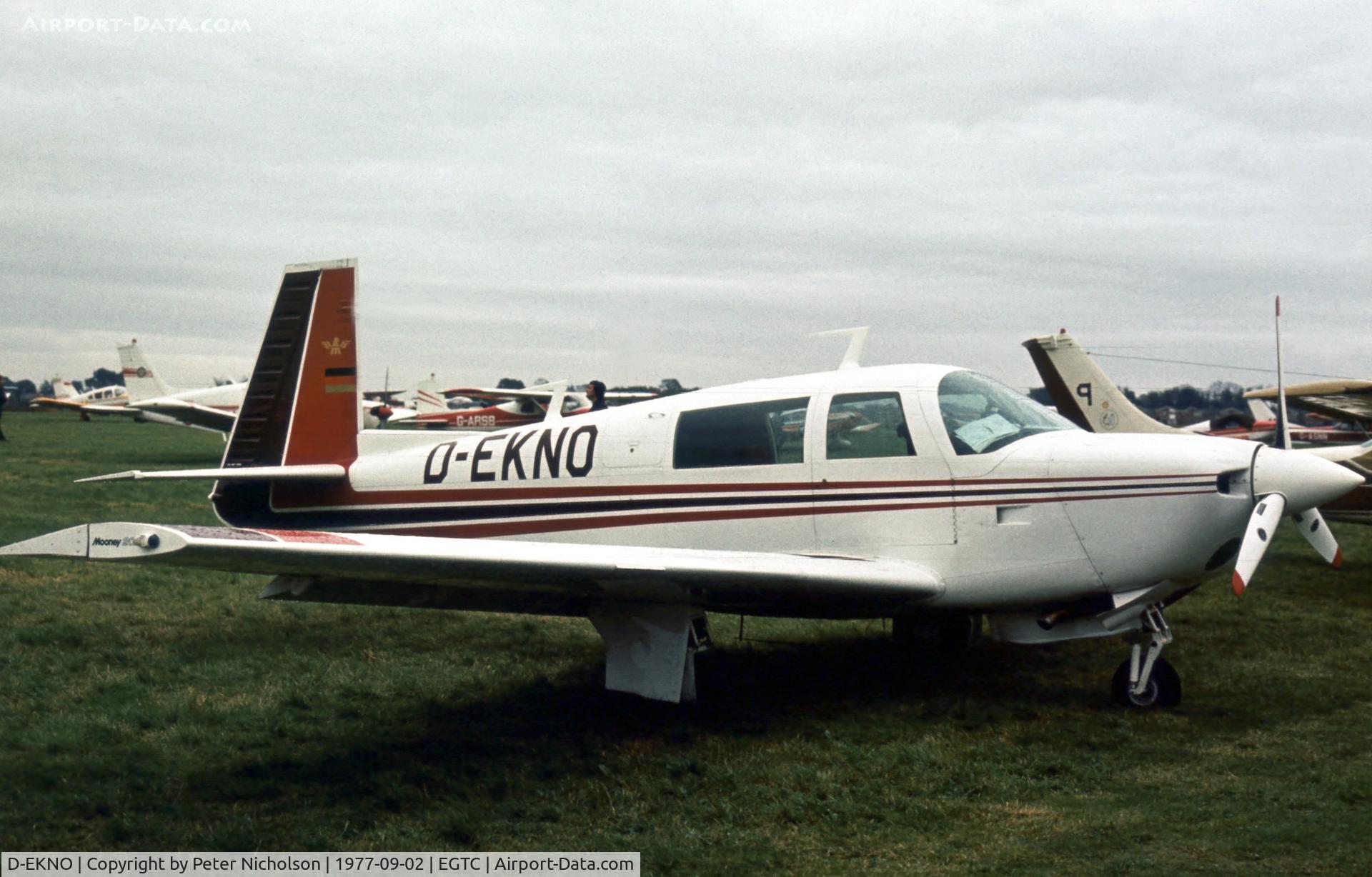 D-EKNO, Mooney M20J 201 C/N 24-0045, Mooney M-20J at the 1977 Cranfield Business & Light Aviation Show.