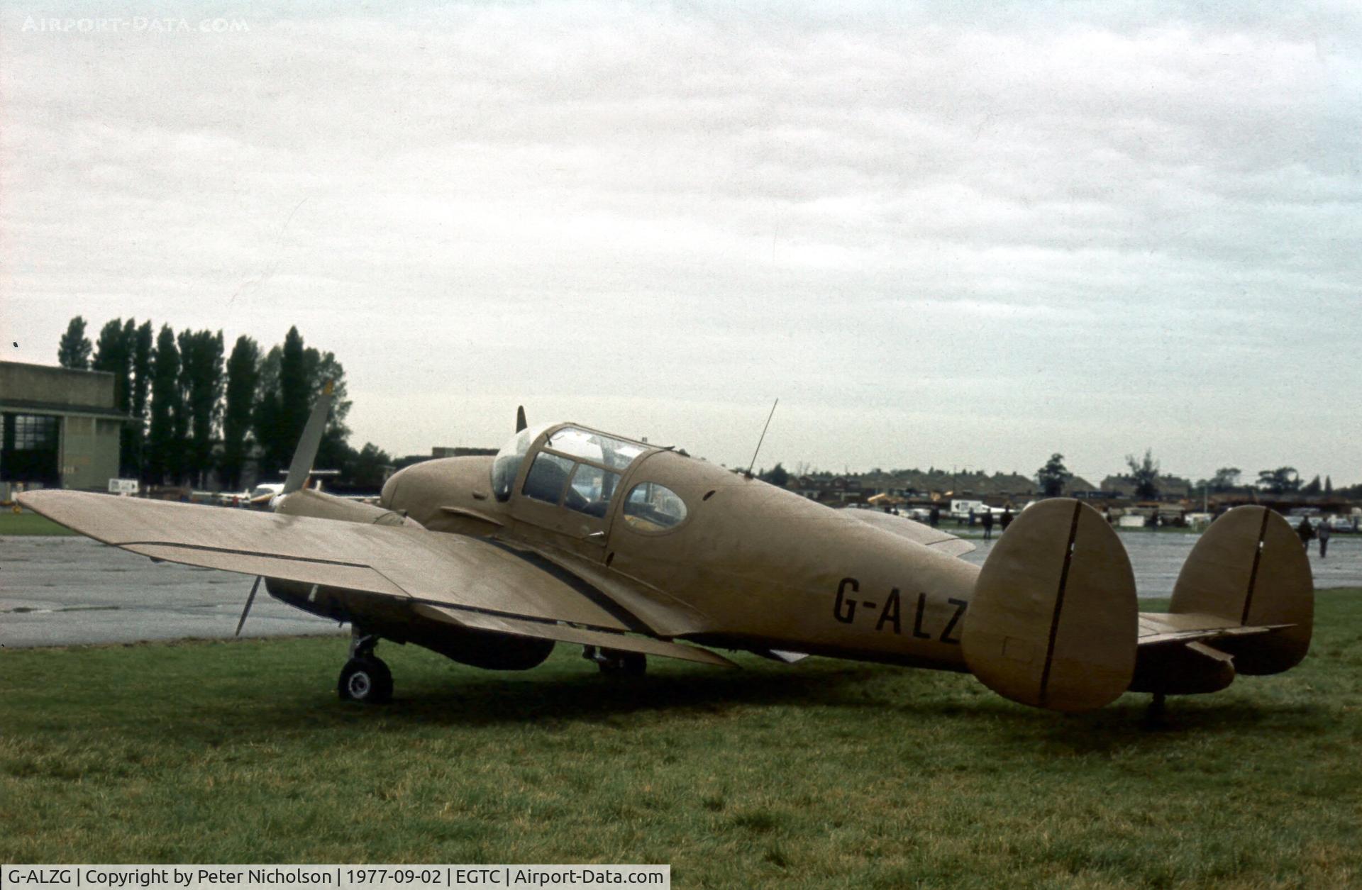 G-ALZG, 1950 Miles M65 Gemini 3C C/N 141, Miles Gemini at the 1977 Cranfield Business & Light Aviation Show.