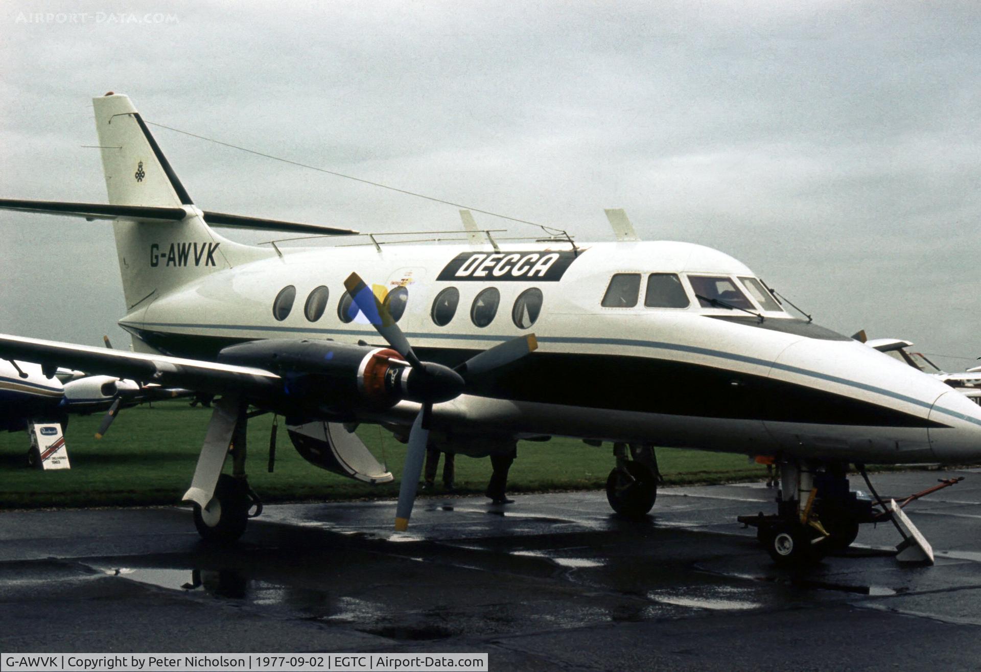 G-AWVK, 1969 Handley Page HP-137 Jetstream 200 C/N 208, Jetstream 200 at the 1977 Cranfield Business & Light Aviation Show.