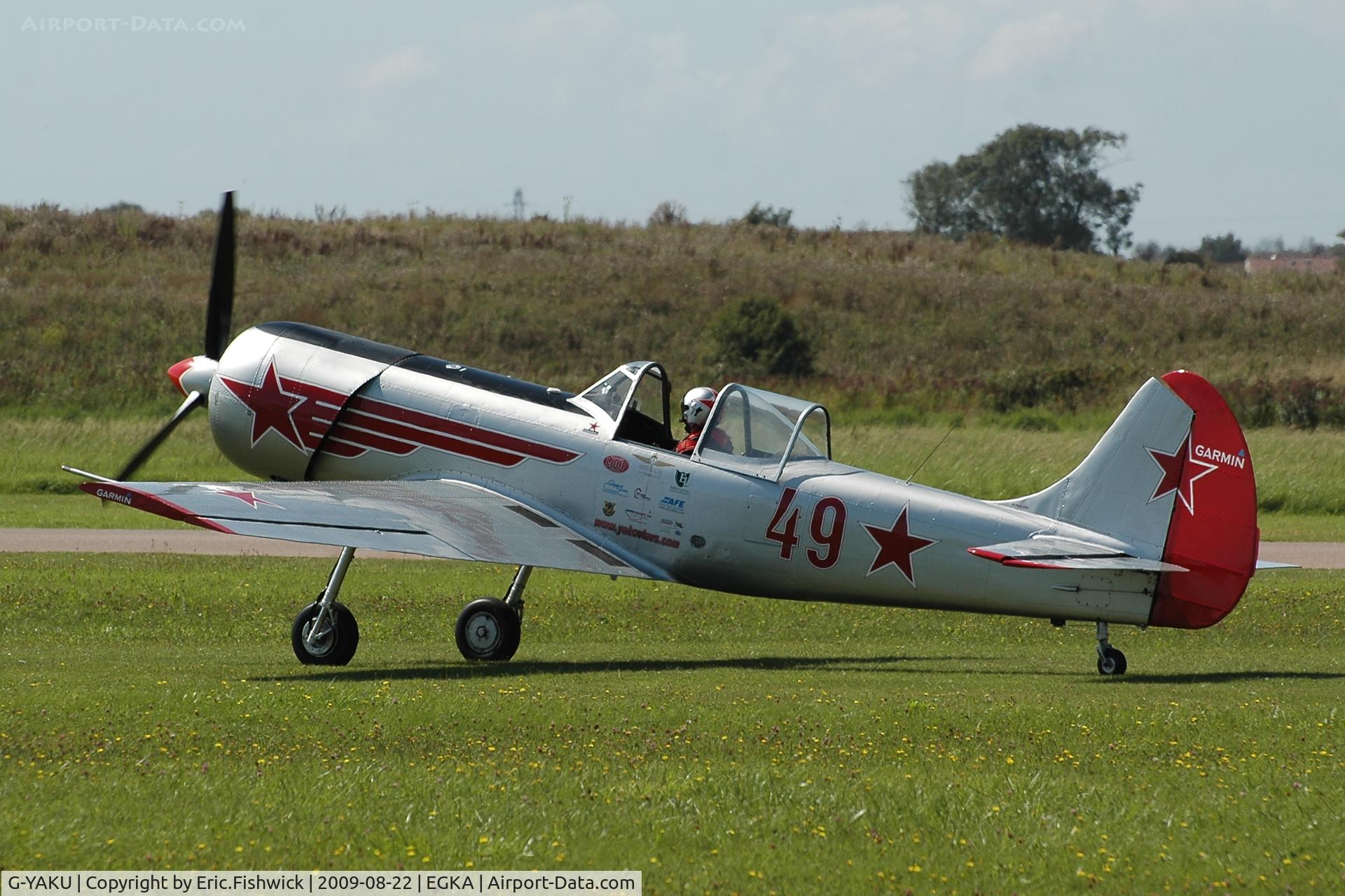 G-YAKU, 1982 Yakovlev Yak-50 C/N 822305, G-YAKU at RAFA Battle of Britain Airshow, Shoreham Airport Aug 09