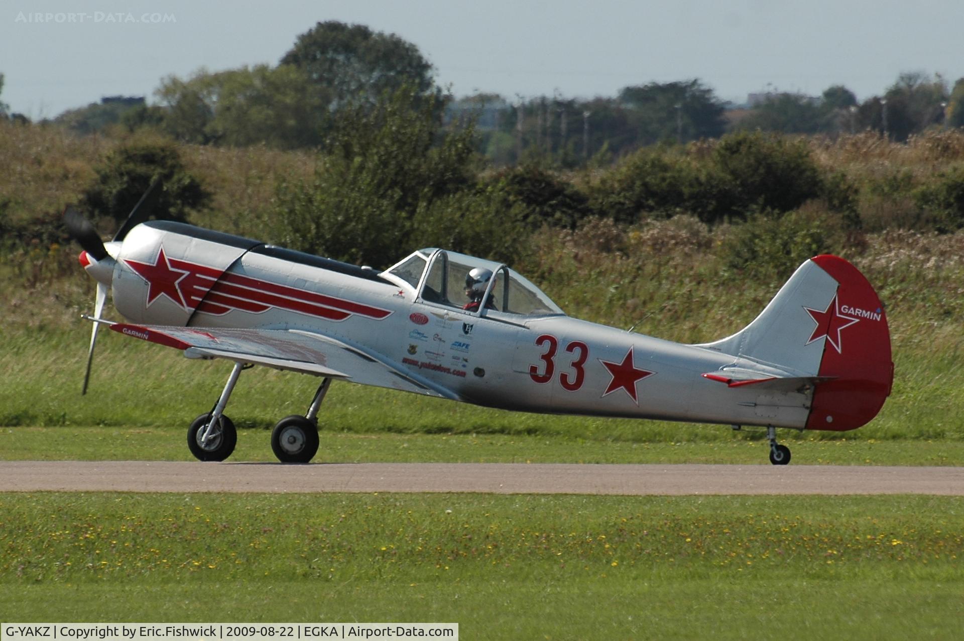 G-YAKZ, 1985 Yakovlev Yak-50 C/N 853206, G-YAKZ at RAFA Battle of Britain Airshow, Shoreham Airport Aug 09