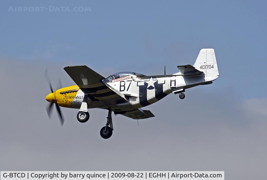 G-BTCD, 1944 North American P-51D Mustang C/N 122-39608, FLYING INTO EGHH FOR AN AIRSHOW