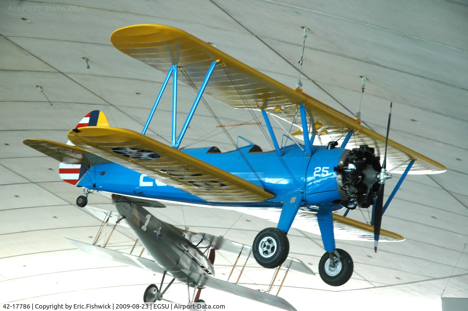 42-17786, 1941 Boeing PT-17 Kaydet (A75N1) C/N 75-1728, 3. 42-17786 in the American Air Museum, at the Imperial War Museum, Duxford.