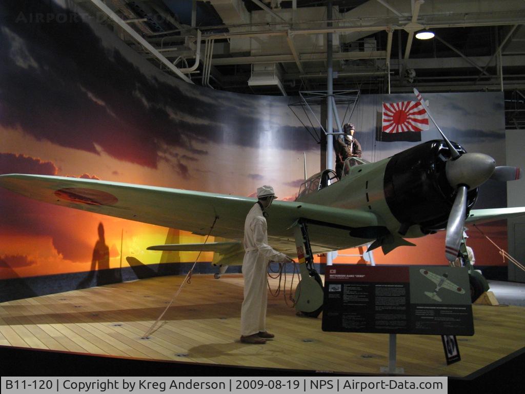 B11-120, Mitsubishi A6M2 Zero C/N Not available, A Mitsubishi A6M2 Zero on display at the Pacific Aviation Museum