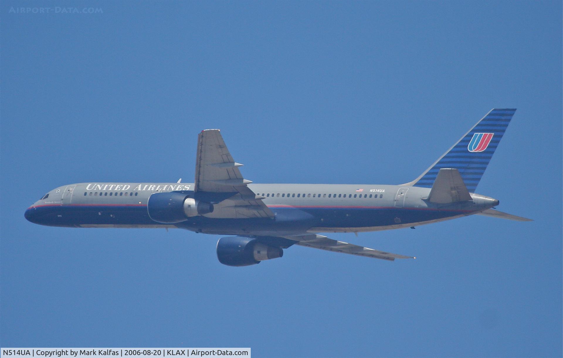 N514UA, 1990 Boeing 757-222 C/N 24839, United Airlines Boeing 757-222, N514UA KLAX 25R departure