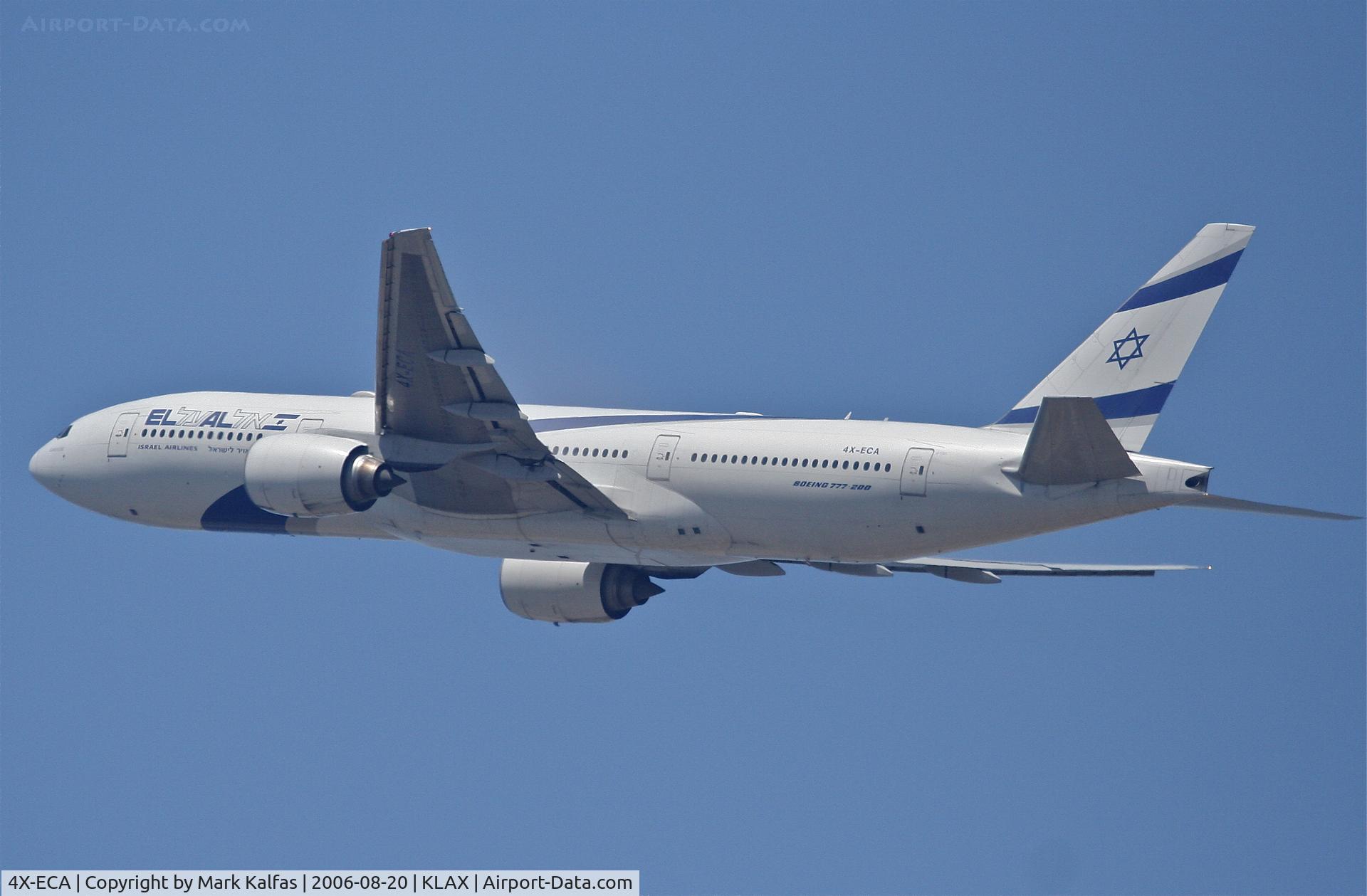 4X-ECA, 2001 Boeing 777-258/ER C/N 30831, EL AL Boeing 777-258, 4X-ECA departing 25R KLAX