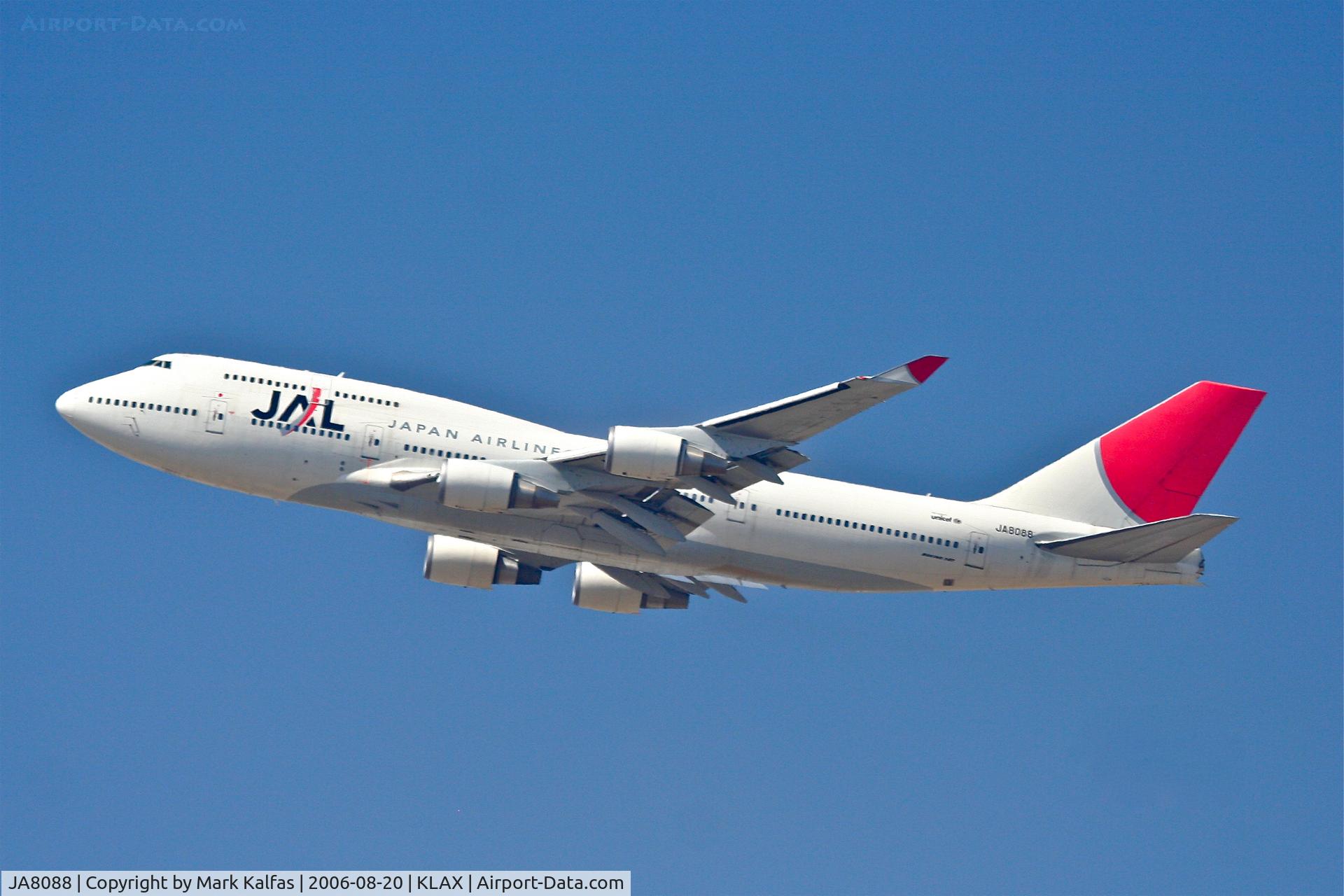 JA8088, 1992 Boeing 747-446 C/N 26341, JAL Boeing 747-446, JA8088 25R departure KLAX