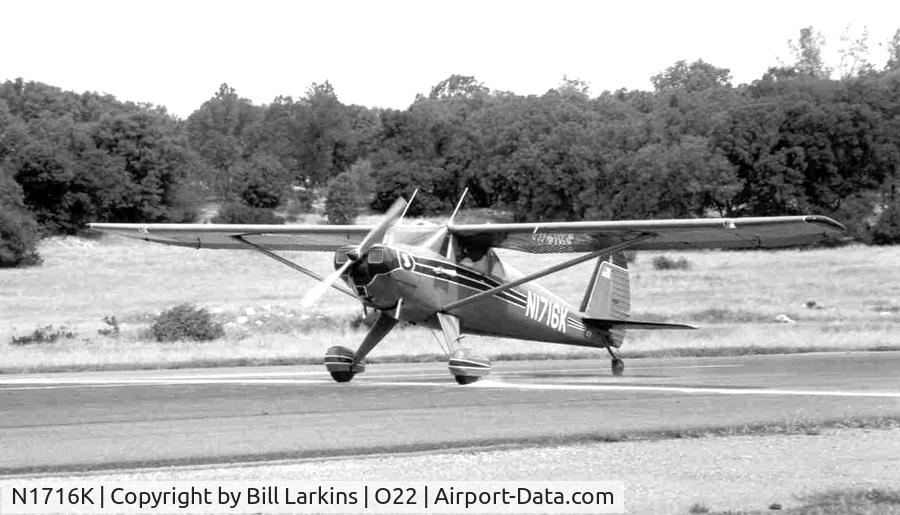 N1716K, Silvaire LUSCOMBE 8E C/N 4443, A perfect Spot Landing at Columbia, CA, in May 1987.
