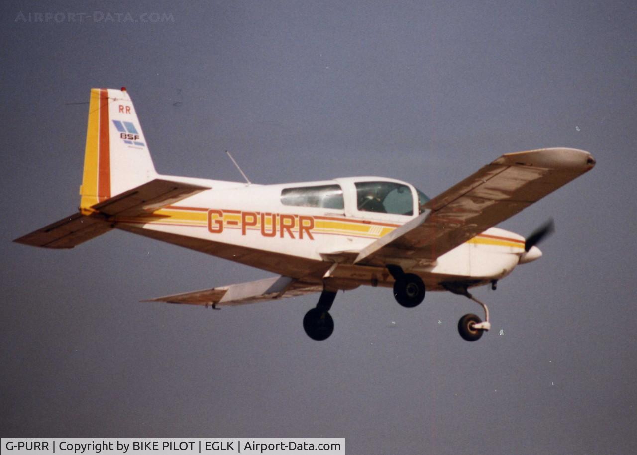 G-PURR, 1978 Grumman American AA-5A Cheetah C/N AA5A-0794, BLACKBUSHE SCHOOL OF FLYING LATE 80'S