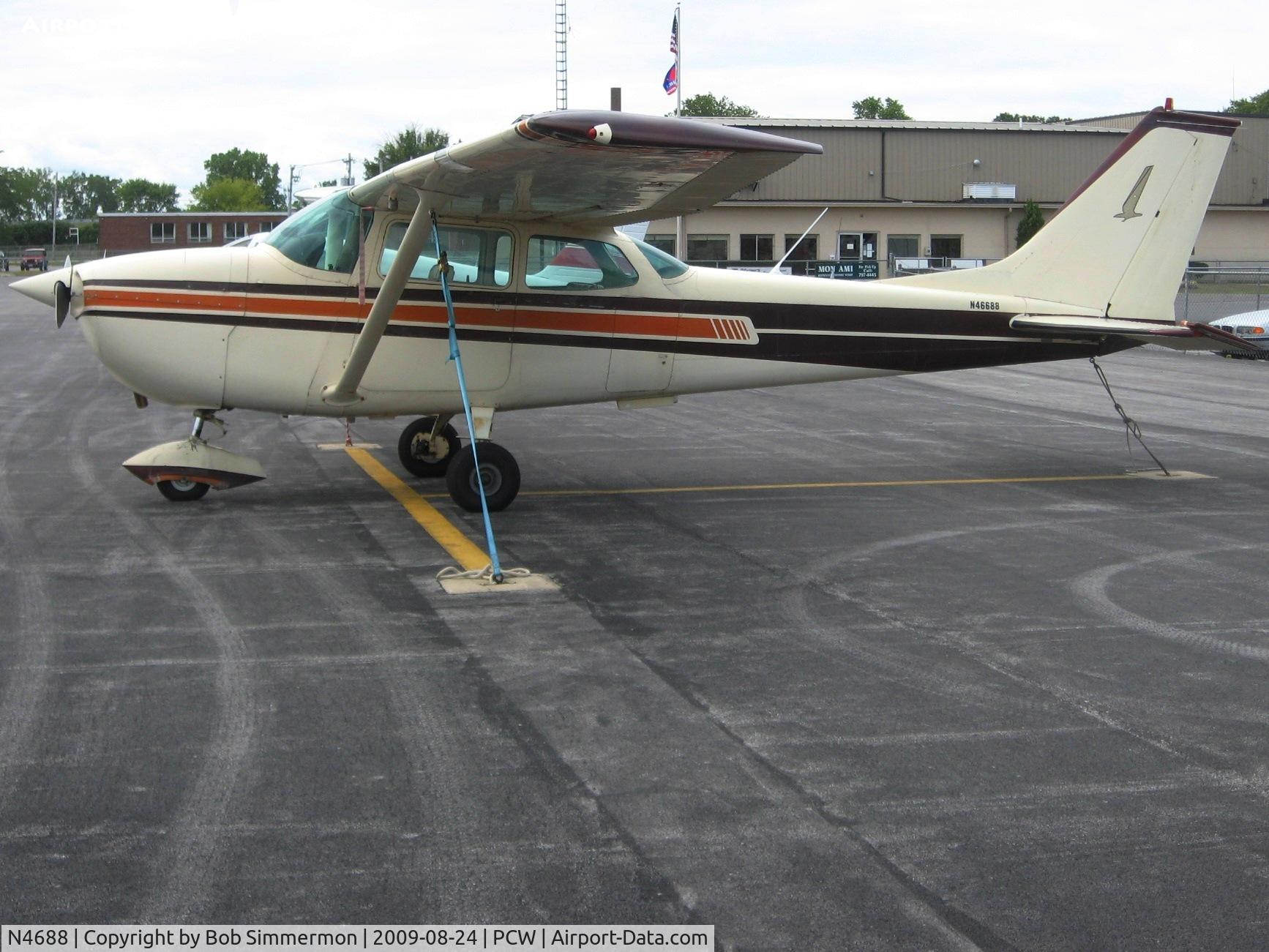 N4688, 1956 Beech E50 Twin Bonanza C/N EH-6, On the ramp at Port Clinton, Ohio