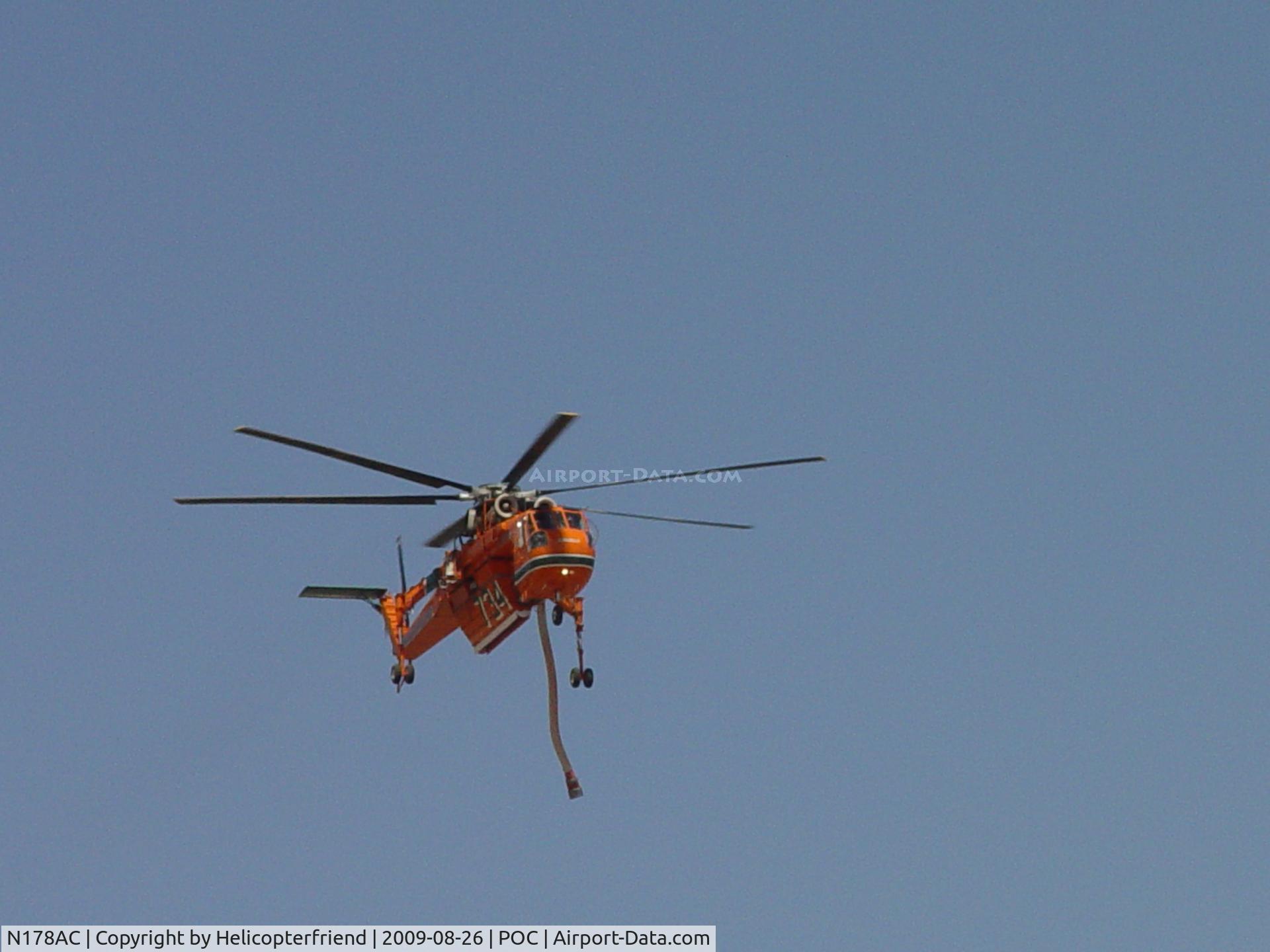 N178AC, 1970 Sikorsky S-64F Skycrane C/N 64097, Inbound Brackett from Azusa Fire