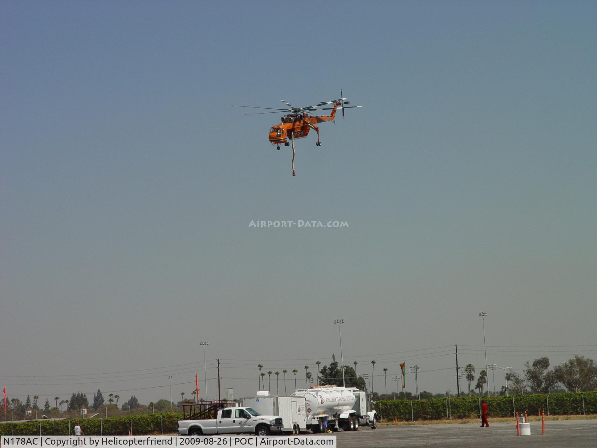 N178AC, 1970 Sikorsky S-64F Skycrane C/N 64097, Hovering over LA County Fairplex waiting to land
