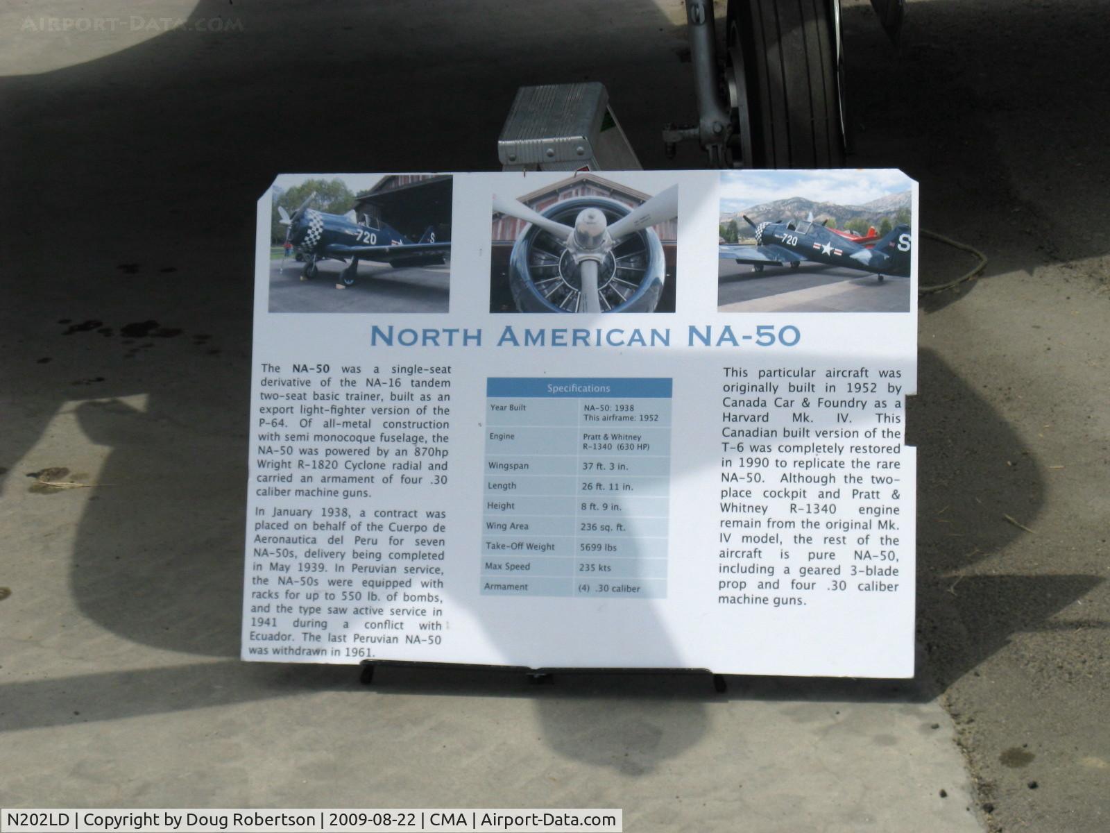 N202LD, 1952 North American NA-50 (replica) C/N 20470, 1952 Canadian Car & Foundry HARVARD Mk. IV (NA-50), P&W R-1340 Wasp 600 Hp, Experimental and Exhibition class, data