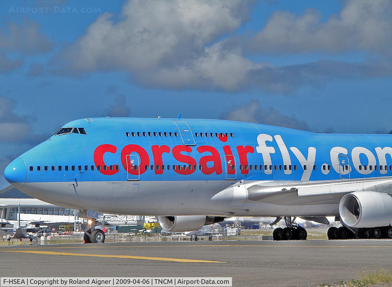 F-HSEA, 1992 Boeing 747-422 C/N 26877, Beautiful blue hevey @ St. Marteen