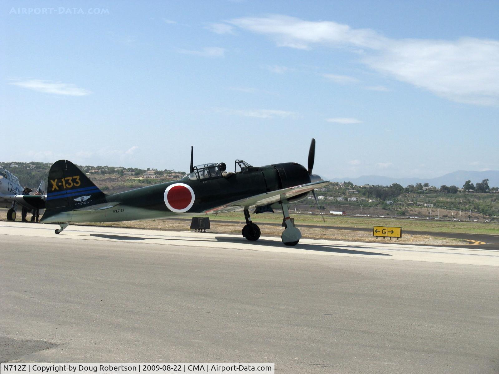 N712Z, 1942 Mitsubishi A6M3 Reisen (Zero) C/N 3869, 1942 Mitsubishi A6M-3 ZERO SEN 'Zeke' Model 22, P&W R-1830 for original Nakajima NK1F Sakae 21 radial of 1,130 Hp, taxi turn