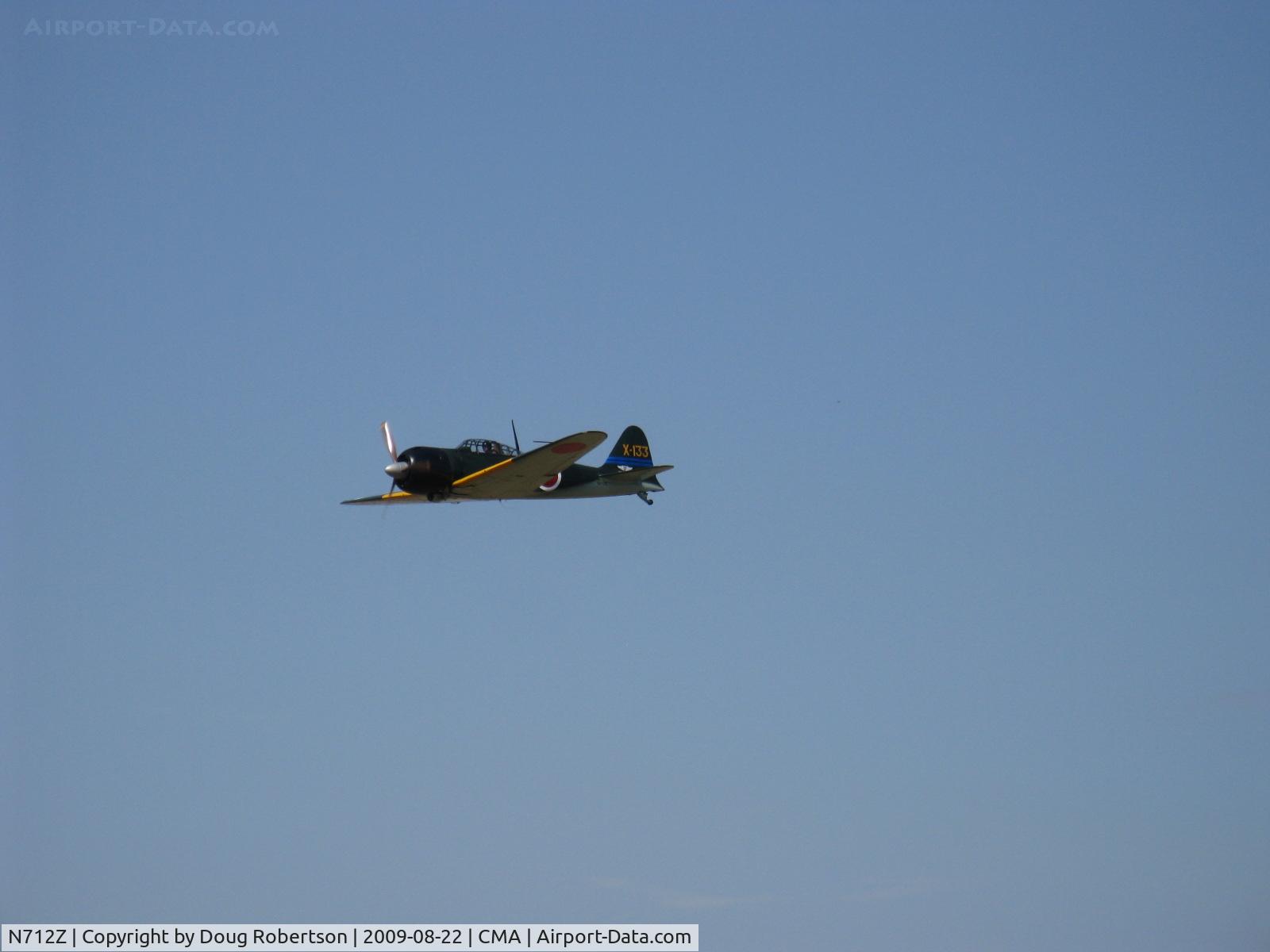 N712Z, 1942 Mitsubishi A6M3 Reisen (Zero) C/N 3869, 1942 Mitsubishi A6M-3 ZERO SEN 'Zeke' Model 22, P&W R-1830 for original Nakajima NK1F Sakae 21 radial of 1,130 Hp, air show fly by.