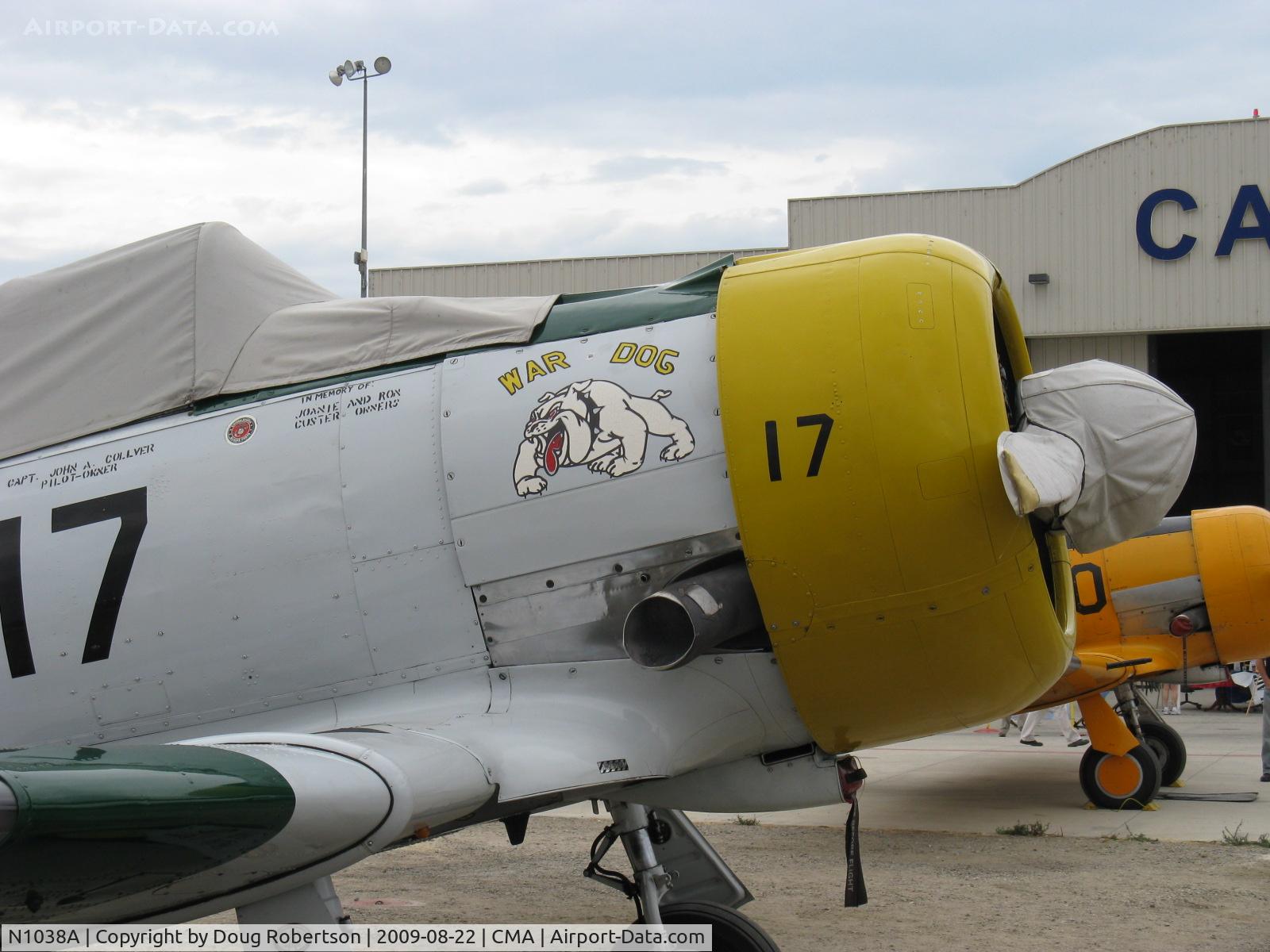 N1038A, 1944 North American SNJ-5 Texan C/N 90917 (121-41633), 1944 North American SNJ-5 'War Dog', P&W R-1340 600 Hp, nose art