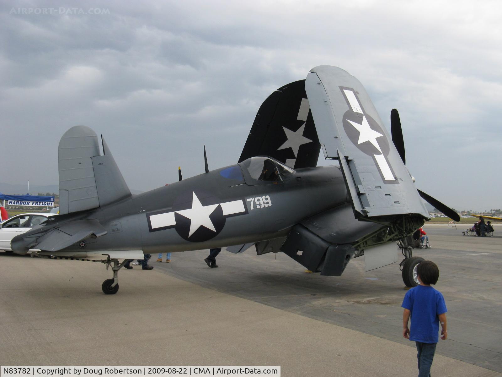 N83782, 1942 Vought F4U-1 Corsair C/N 3884 (Bu 17799), 1942 Chance Vought/Maloney F4U-1A CORSAIR, P&W R-2800 Double Wasp 2,450 Hp with wings folded