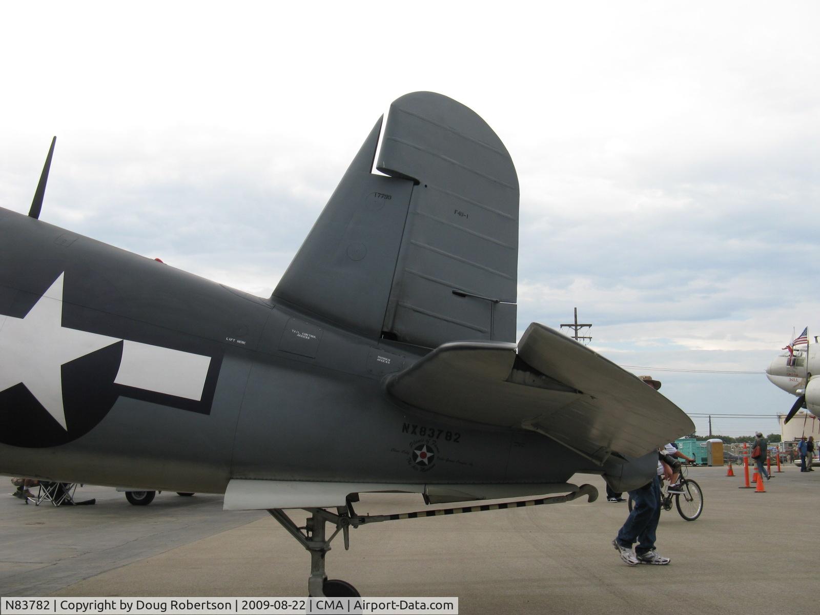 N83782, 1942 Vought F4U-1 Corsair C/N 3884 (Bu 17799), 1942 Chance Vought/Maloney F4U-1A CORSAIR, P&W R-2800 Double Wasp 2,450 Hp, tail with retractible tail wheel