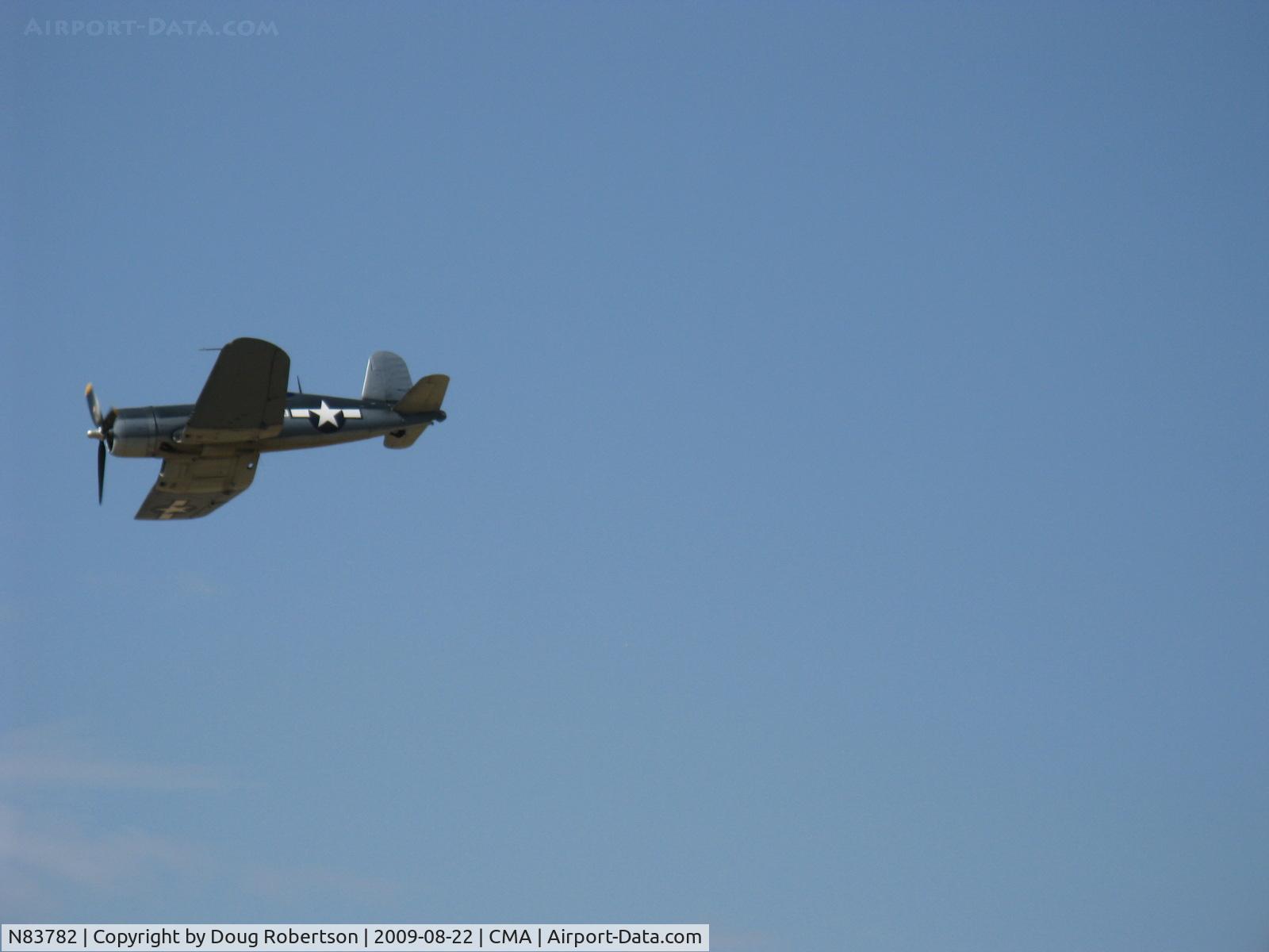 N83782, 1942 Vought F4U-1 Corsair C/N 3884 (Bu 17799), 1942 Chance Vought/Maloney F4U-1A CORSAIR, P&W R-2800 Double Wasp 2,450 Hp, airshow fly by, inverted gull wings shown to good advantage