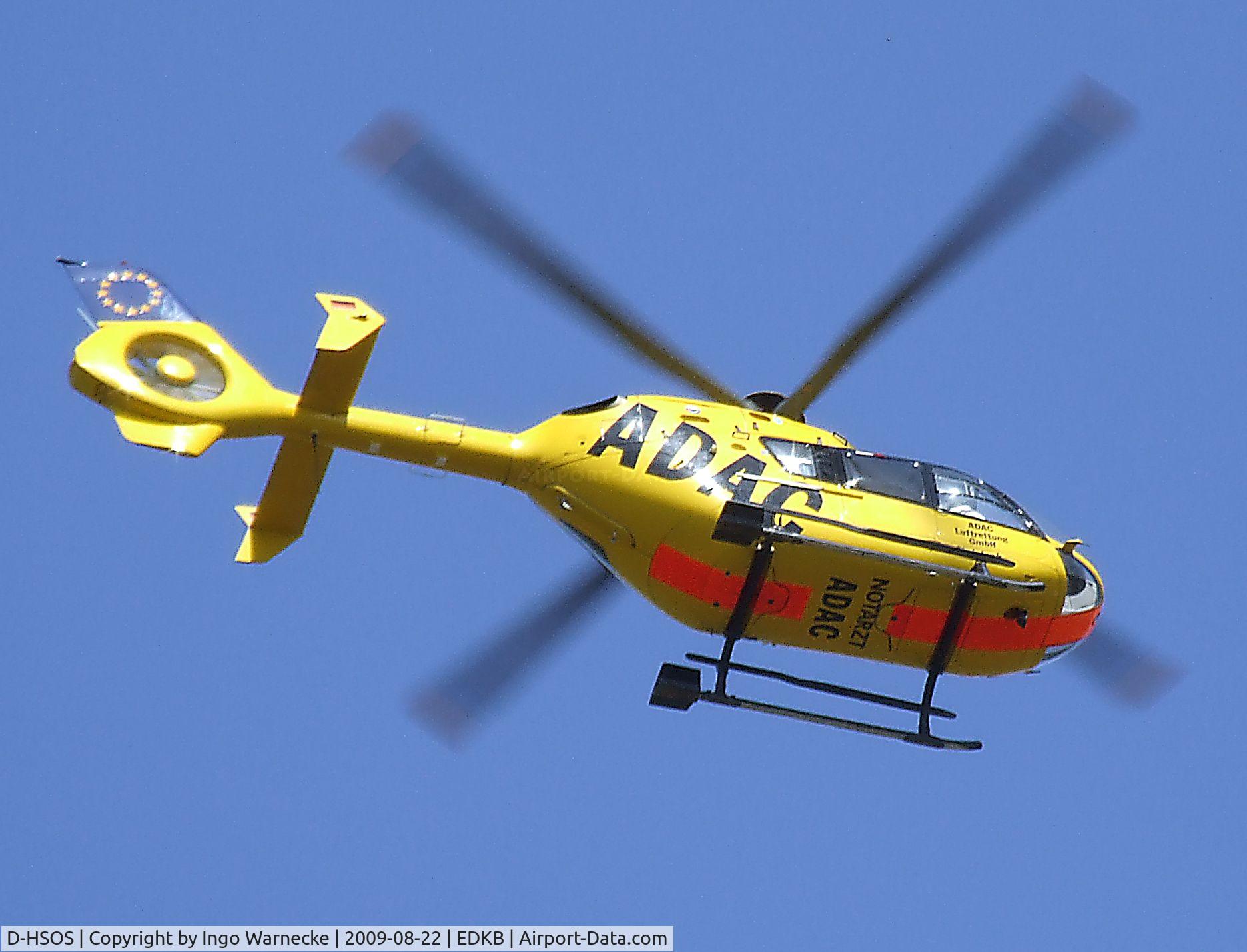 D-HSOS, 1999 Eurocopter EC-135P-1 C/N 0071, Eurocopter EC135P1 of ADAC Luftrettung (EMS) in flight at the Bonn-Hangelar centennial jubilee airshow