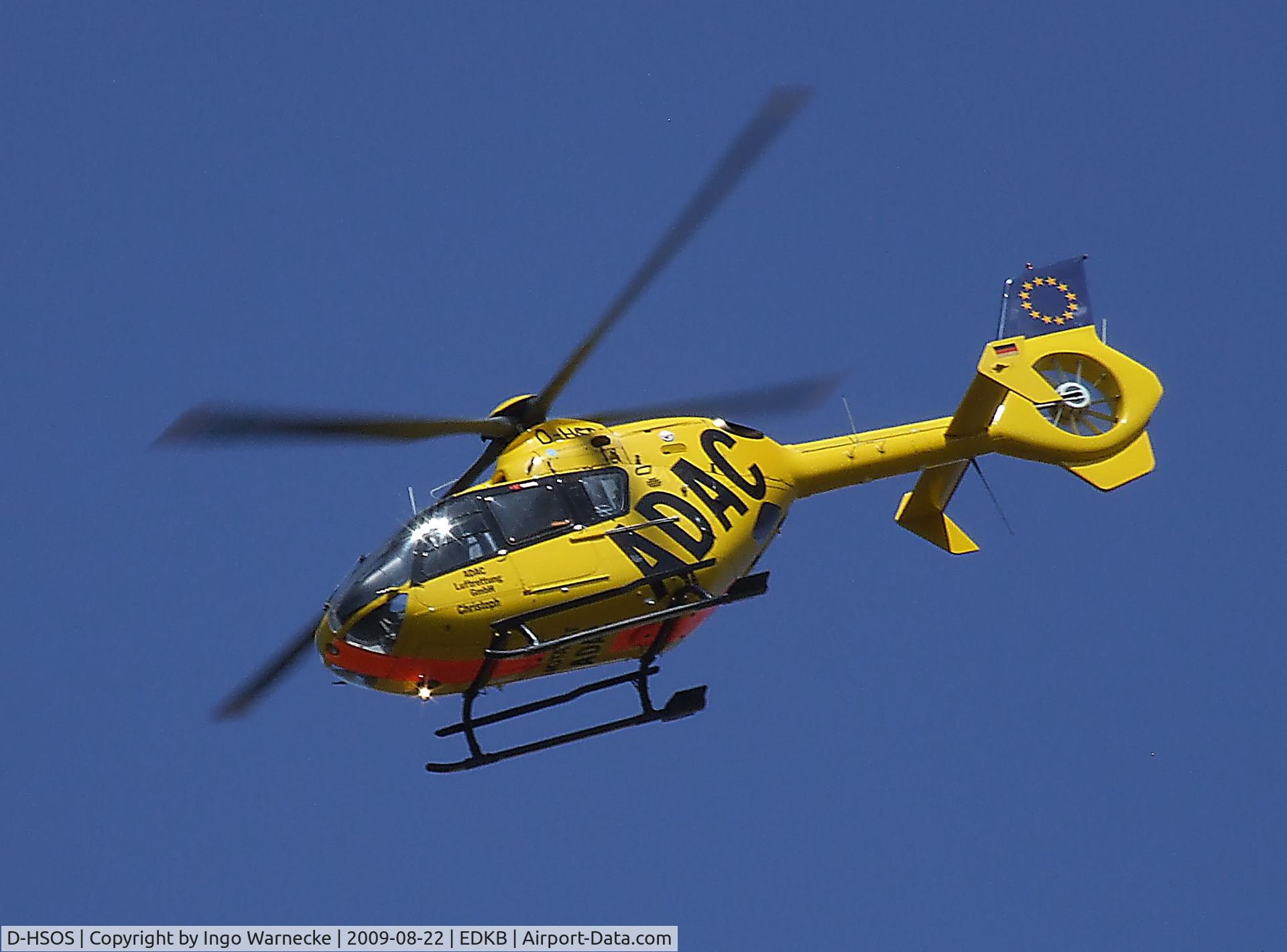 D-HSOS, 1999 Eurocopter EC-135P-1 C/N 0071, Eurocopter EC135P1 of ADAC Luftrettung (EMS) in flight at the Bonn-Hangelar centennial jubilee airshow