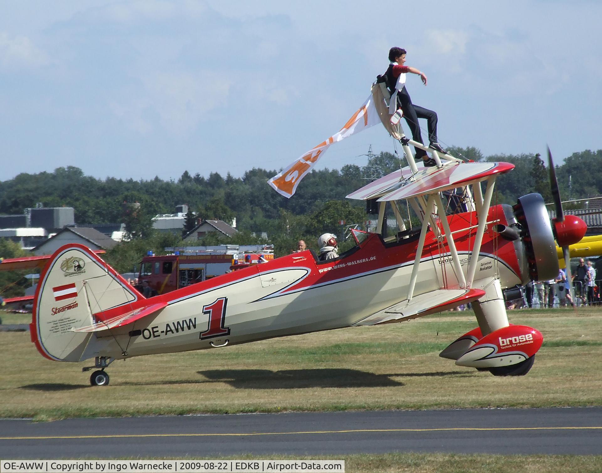 OE-AWW, 1943 Boeing N2S-5 Kaydet (E75) C/N 75-5386, Stearman E75 (N2S-5) at the Bonn-Hangelar centennial jubilee airshow