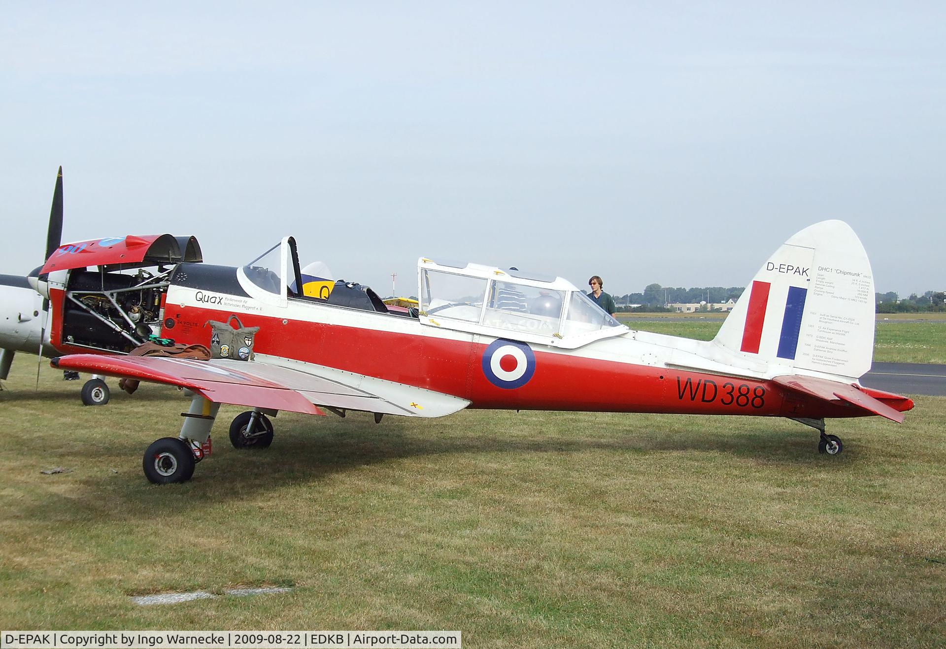 D-EPAK, 1951 De Havilland DHC-1 Chipmunk T.10 C/N C1/0328, De Havilland Canada DHC-1 Chipmunk 22 at the Bonn-Hangelar centennial jubilee airshow