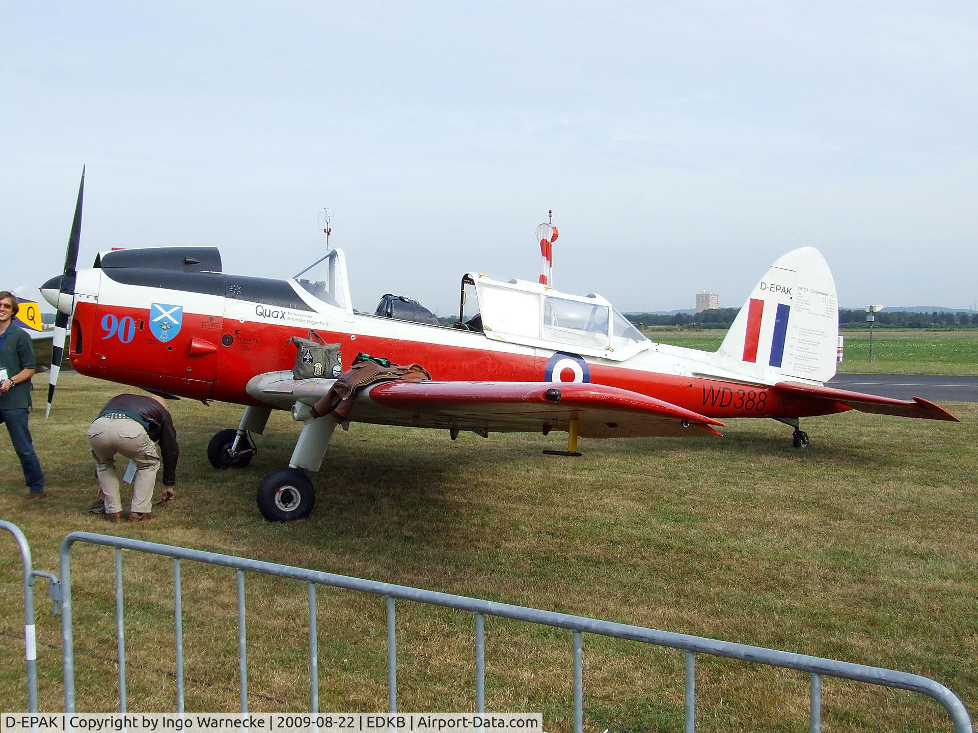 D-EPAK, 1951 De Havilland DHC-1 Chipmunk T.10 C/N C1/0328, De Havilland Canada DHC-1 Chipmunk 22 at the Bonn-Hangelar centennial jubilee airshow