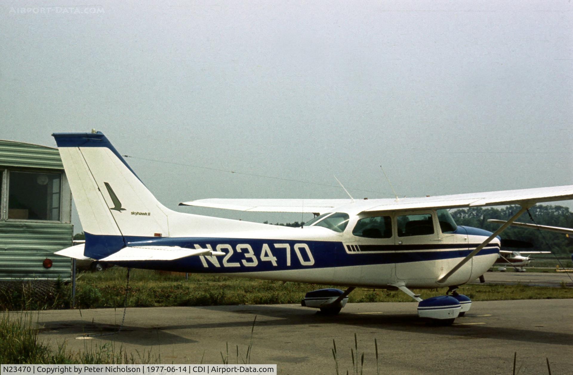 N23470, 1974 Cessna 172M C/N 17264090, This Skyhawk II was seen at Cambridge in the Summer of 1977.