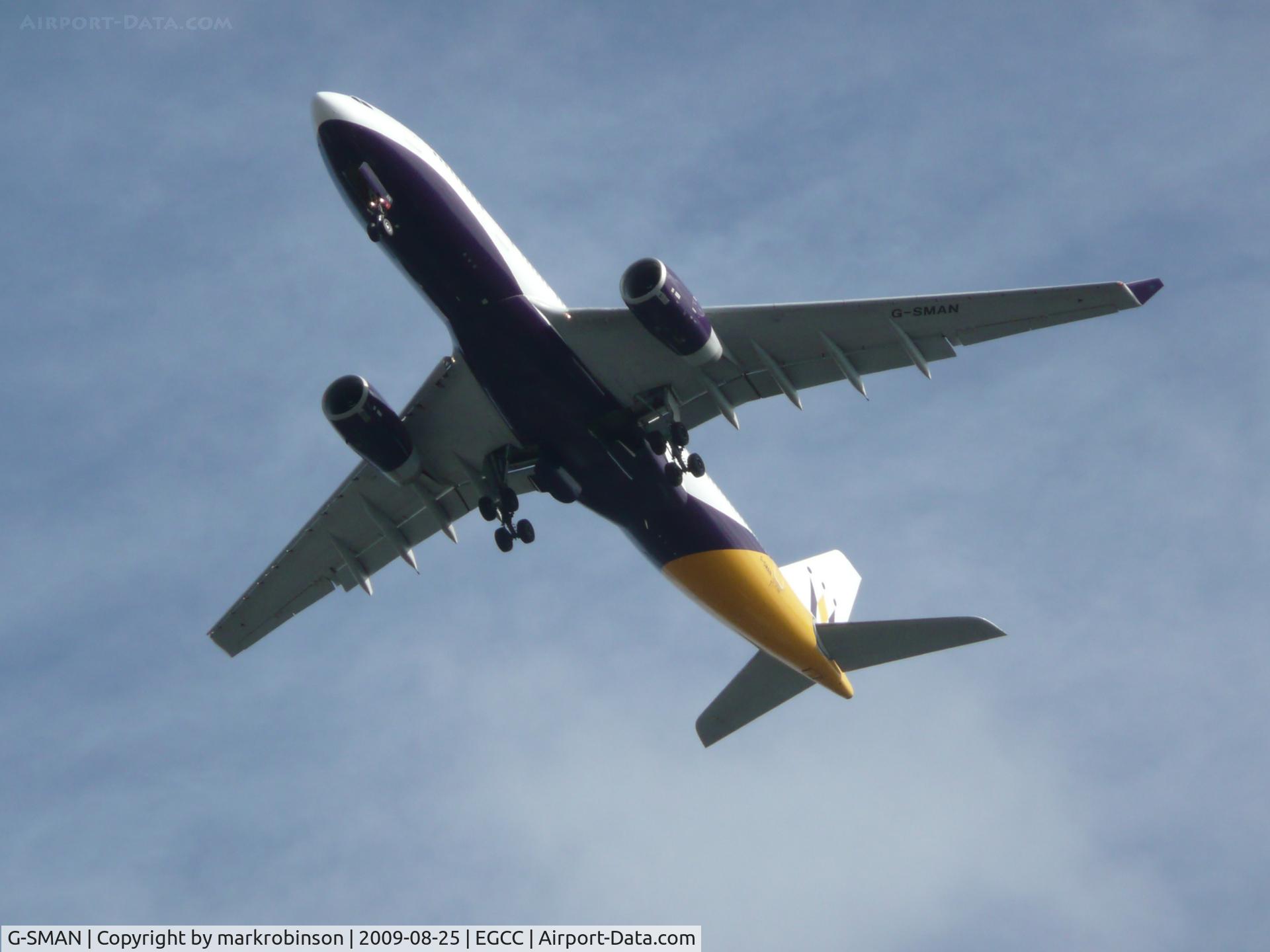 G-SMAN, 1999 Airbus A330-243 C/N 261, seen on the ILS 23R inbound man-egcc