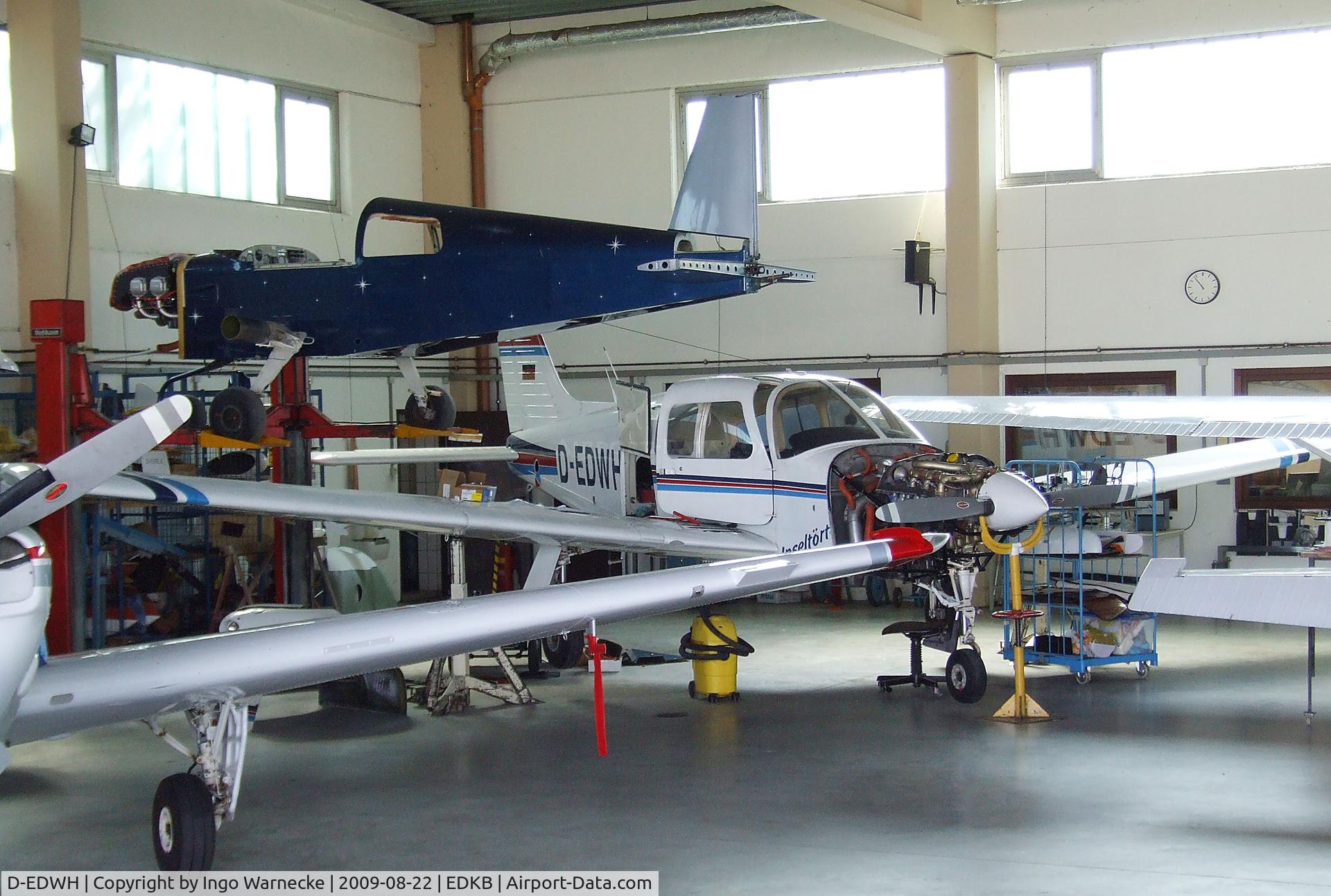 D-EDWH, 1977 Piper PA-28R-201T Cherokee Arrow III C/N 28R-7703266, Piper PA-28R-201T Turbo-Arrow III in a maintenance hangar during the Bonn-Hangelar centennial jubilee airshow