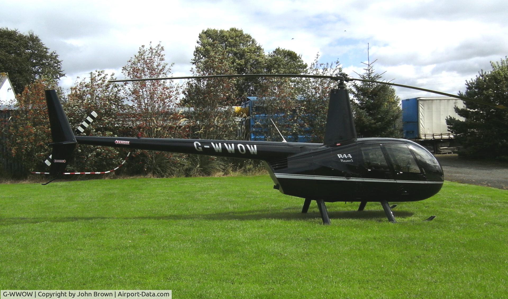 G-WWOW, 2007 Robinson R44 C/N 1724, G-WWOW spotted shortly after landing in Aberdeenshire