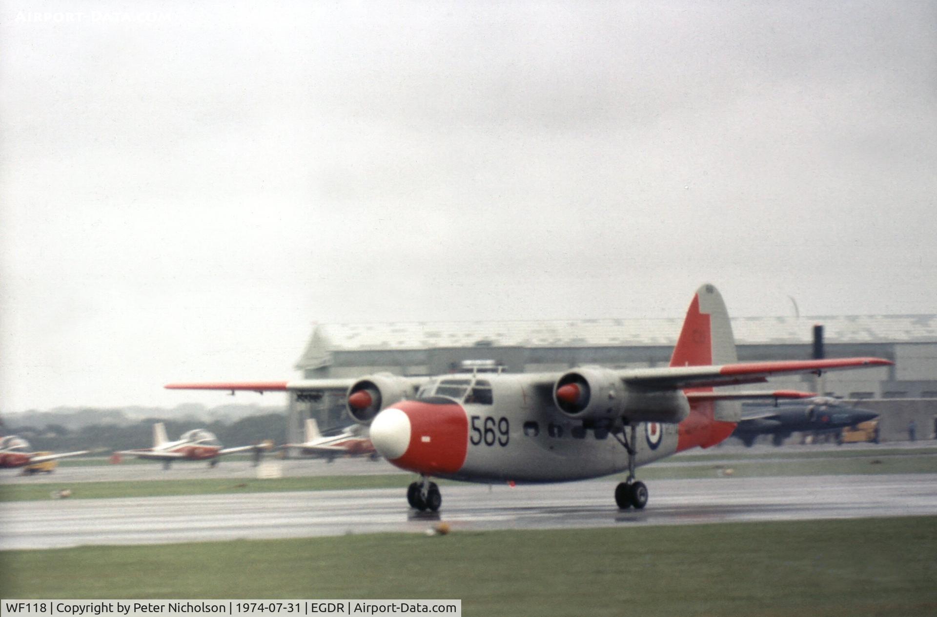 WF118, 1951 Percival P-57 Sea Prince T1 C/N P57/12, Sea Prince T.1 of 750 Squadron at the 1974 Culdrose Airshow.
