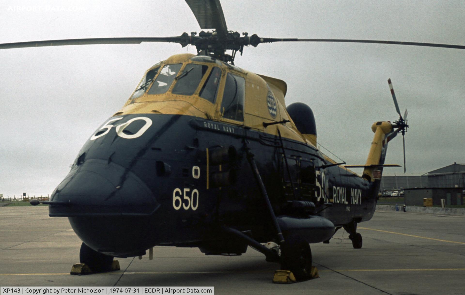 XP143, 1963 Westland Wessex HAS.3 C/N WA76, Another view of the 819 Squadron Wessex HAS.3 at the 1974 Culdrose Airshow.