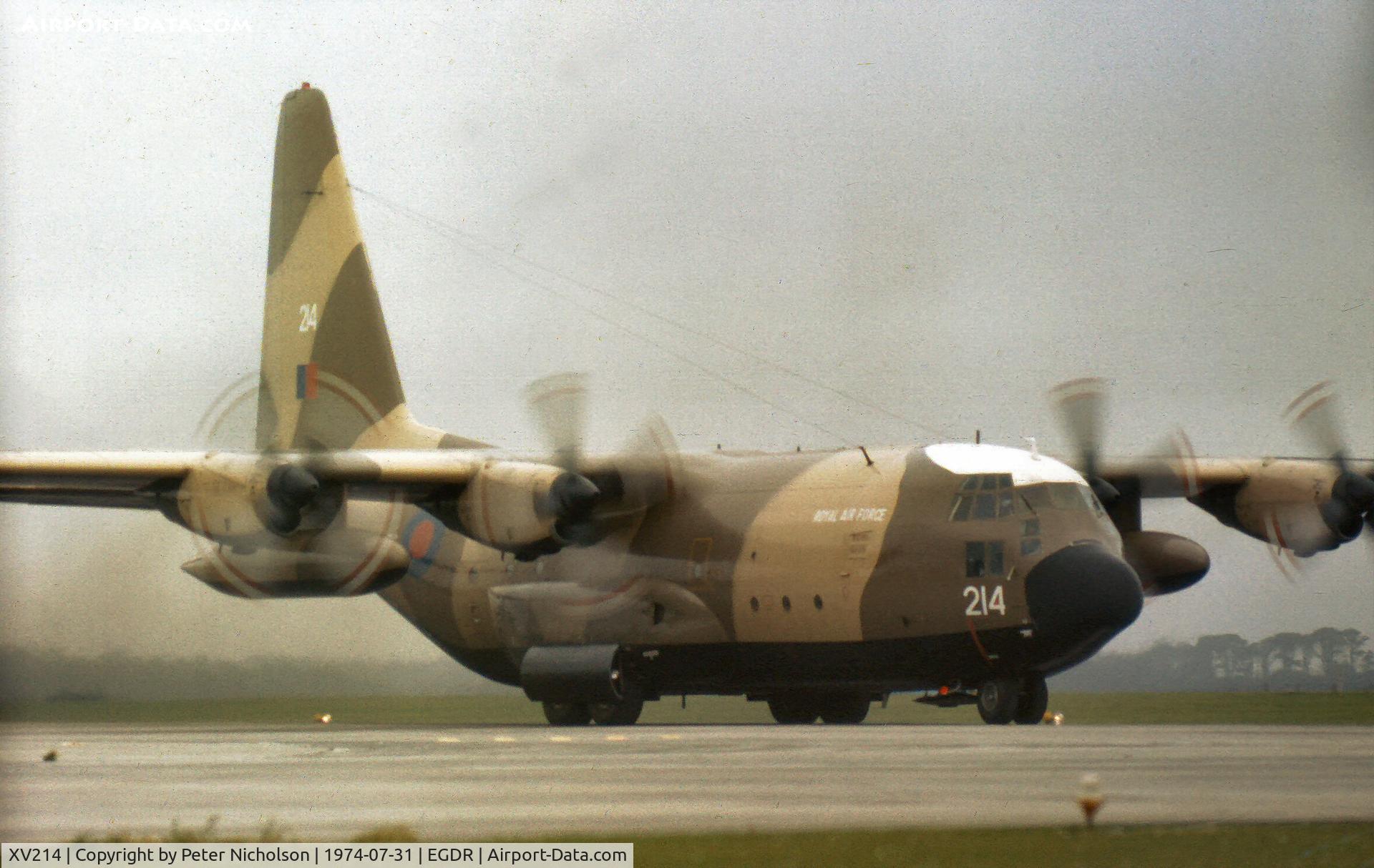 XV214, 1966 Lockheed C-130K Hercules C.1 C/N 382-4241, Hercules C.1 of Lyneham Transport Wing on display at the 1974 Culdrose Airshow.