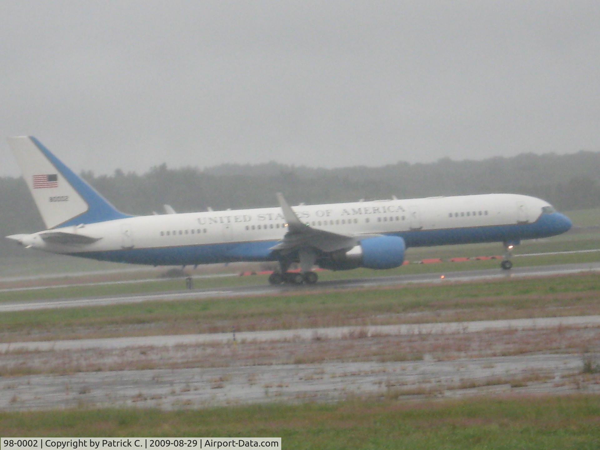 98-0002, 1998 Boeing C-32A (757-200) C/N 29026, Senator Kennedy's Funeral Flight from MA to DC