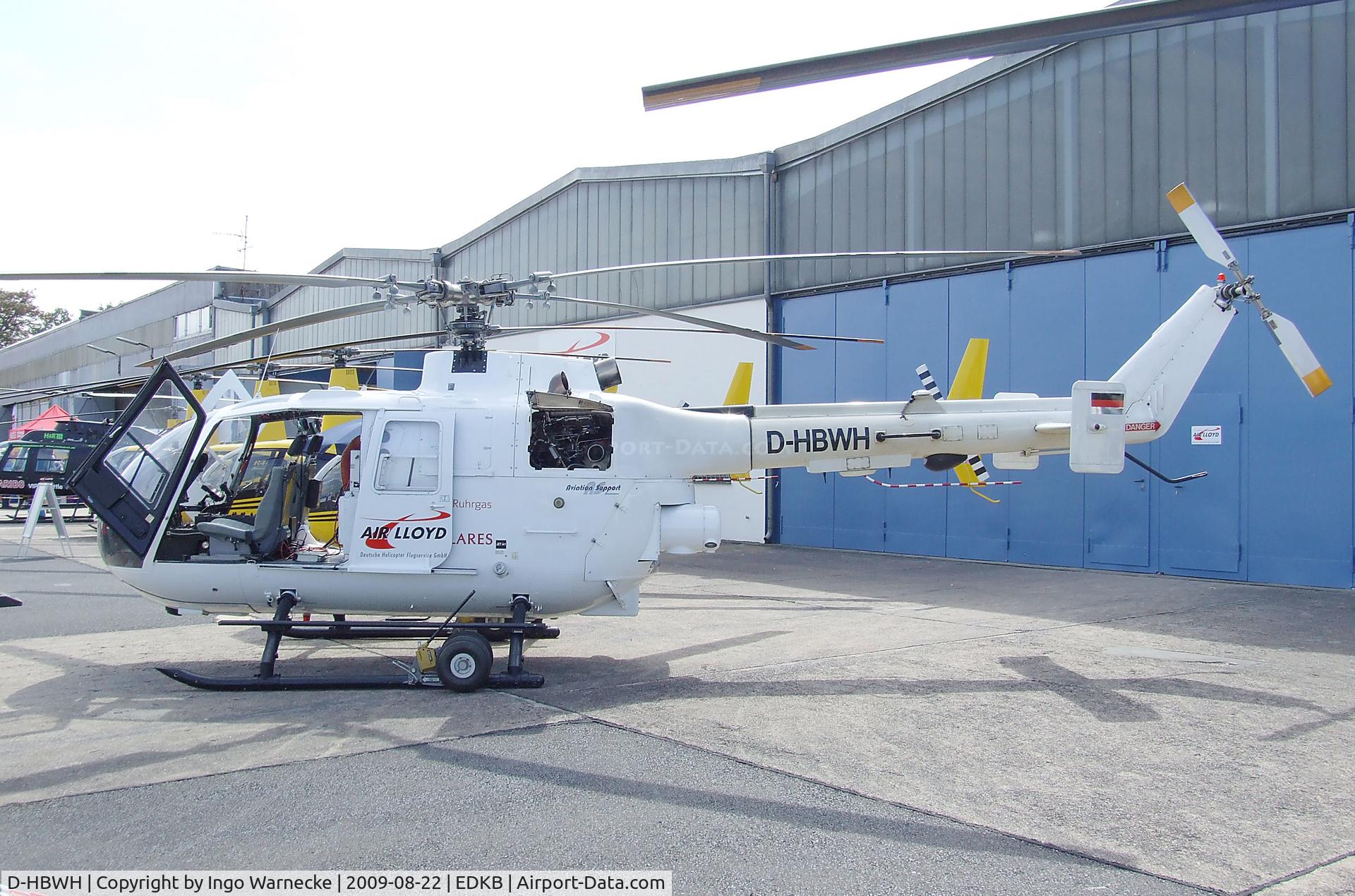D-HBWH, 1997 MBB Bo-105CBS-5 C/N S-929, MBB Bo 105CBS-5 of Air Lloyd (equipped with laser sensor to monitor gas pipelines for any traces of escaping methane) at the Bonn-Hangelar centennial jubilee airshow