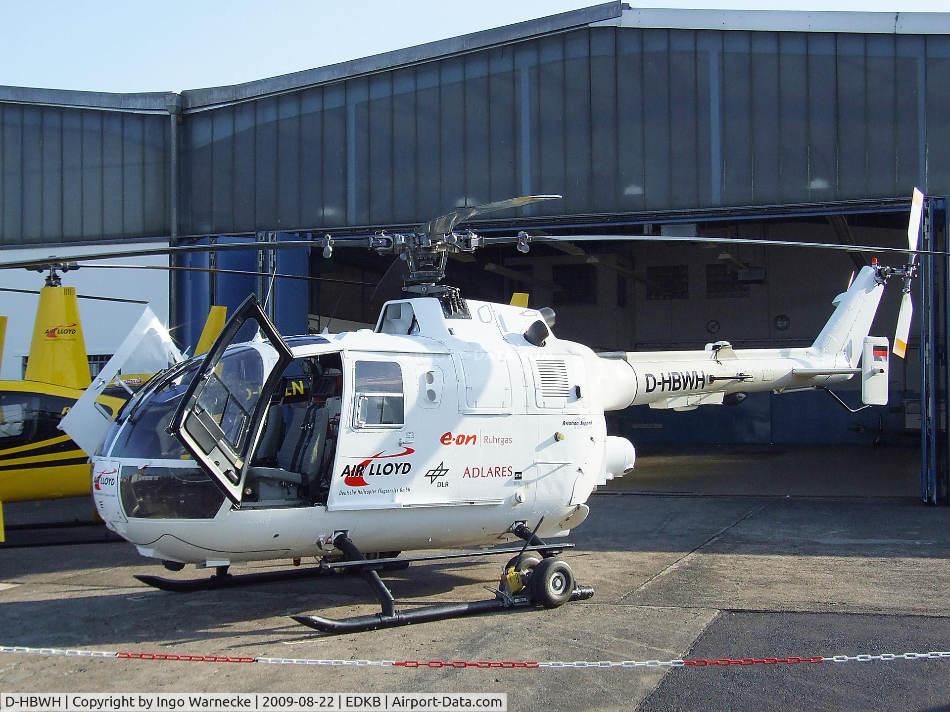 D-HBWH, 1997 MBB Bo-105CBS-5 C/N S-929, MBB Bo 105CBS-5 of Air Lloyd (equipped with laser sensor to monitor gas pipelines for any traces of escaping methane) at the Bonn-Hangelar centennial jubilee airshow