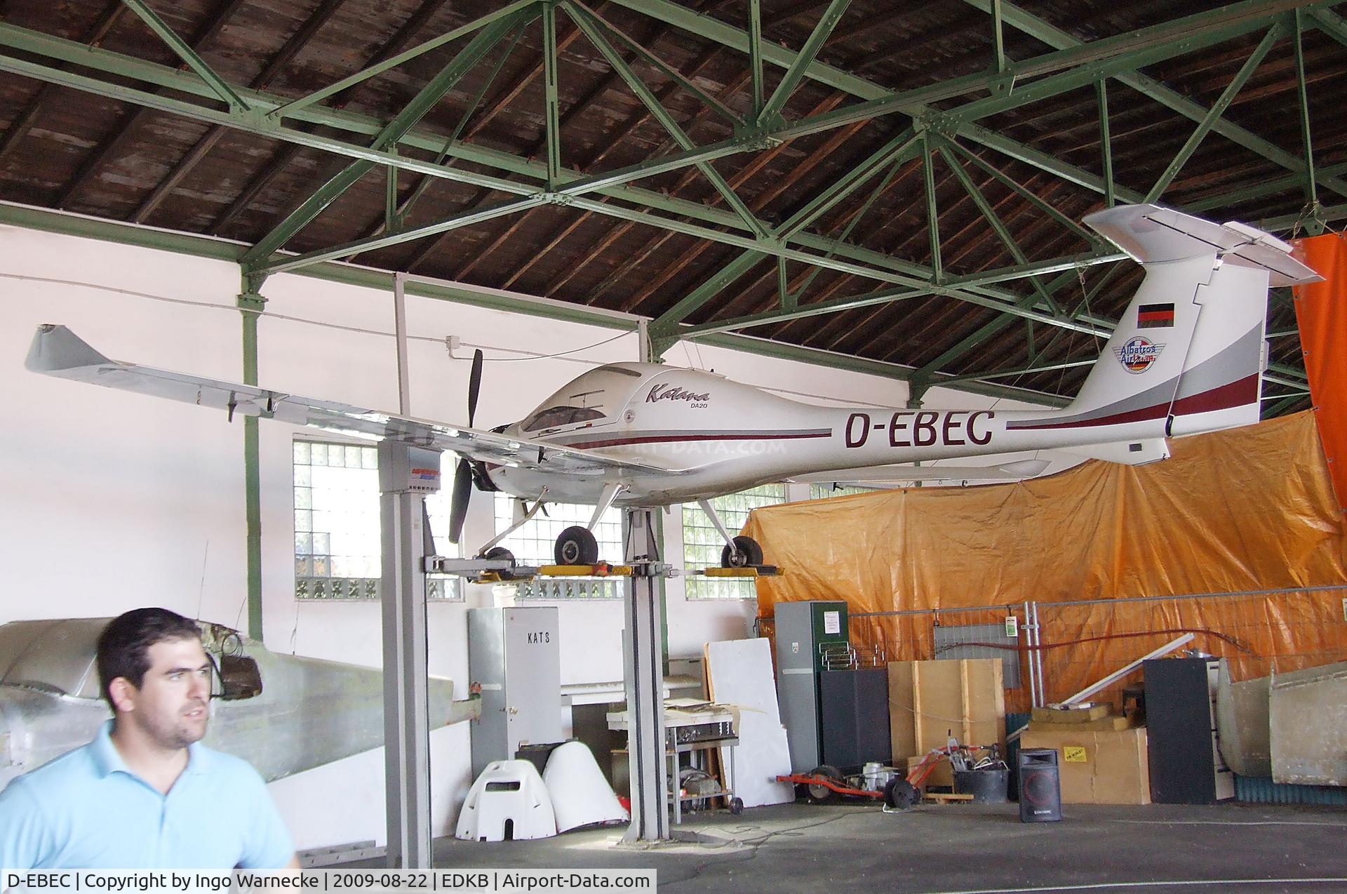D-EBEC, 1998 Diamond DA-20A-1 Katana C/N 10331, Diamond DA-20-A1 Katana in hangar during the Bonn-Hangelar centennial jubilee airshow