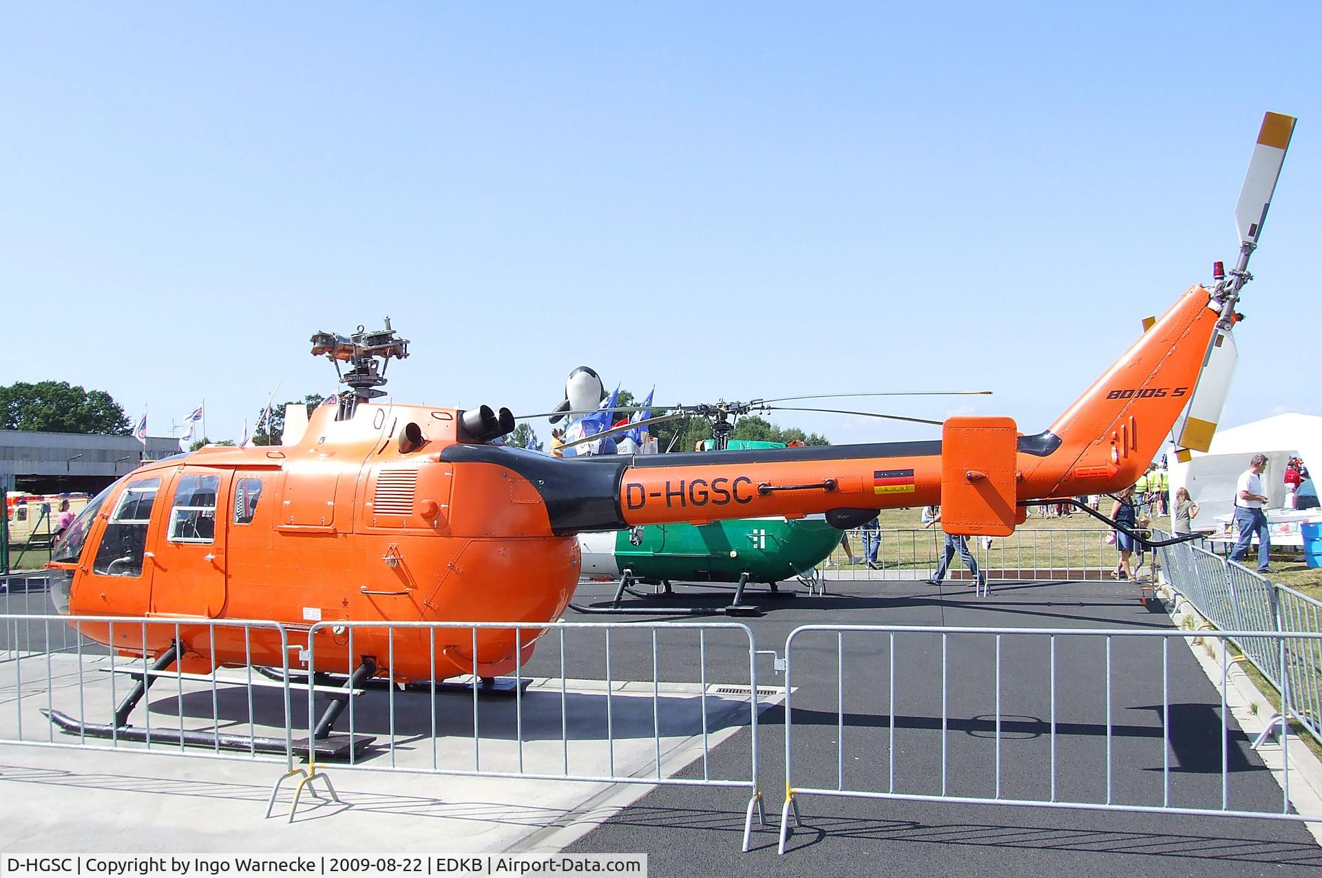 D-HGSC, MBB Bo-105CBS-5 C/N S-14, MBB Bo 105CBS-5 (without rotor blades) at the Bonn-Hangelar centennial jubilee airshow
