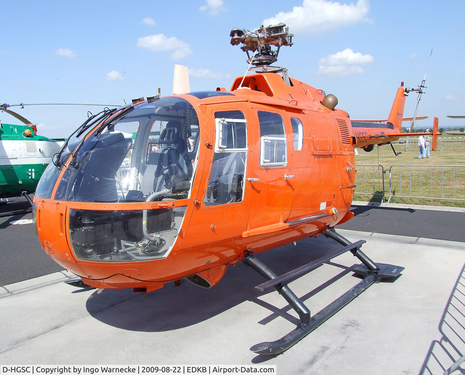D-HGSC, MBB Bo-105CBS-5 C/N S-14, MBB Bo 105CBS-5 (without rotor blades) at the Bonn-Hangelar centennial jubilee airshow