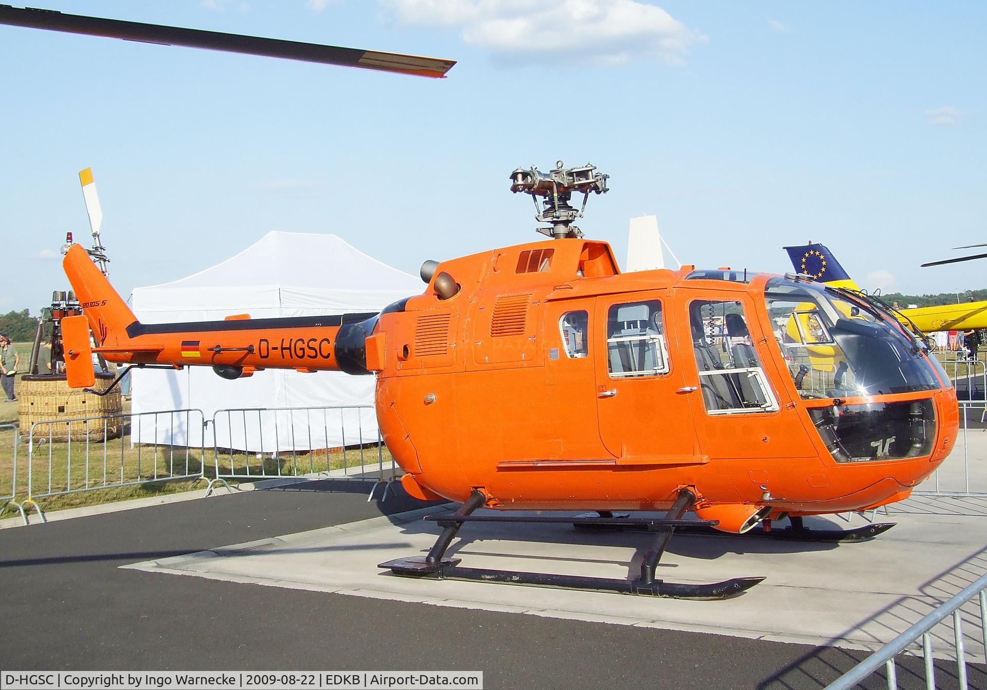 D-HGSC, MBB Bo-105CBS-5 C/N S-14, MBB Bo 105CBS-5 (without rotor blades) at the Bonn-Hangelar centennial jubilee airshow