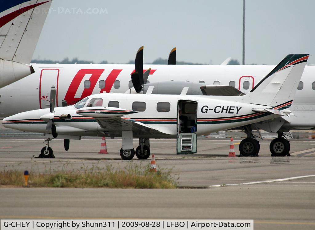 G-CHEY, 1981 Piper PA-31T2-620 Cheyenne IIXL C/N 31T-8166033, Parked at the General Aviation area...