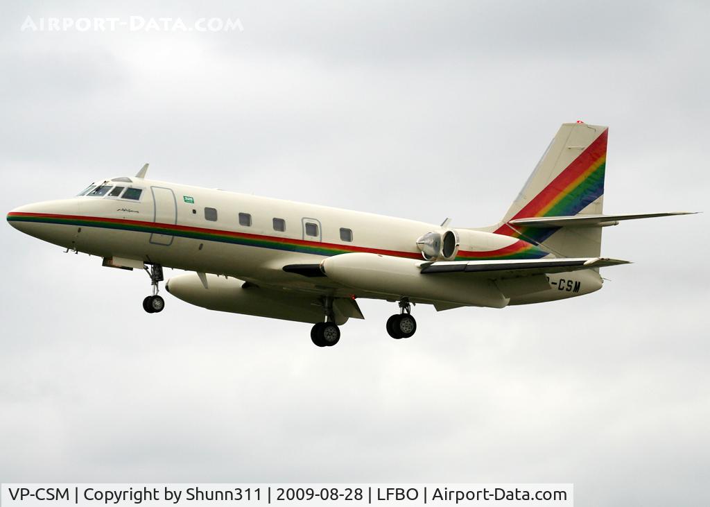 VP-CSM, 1967 Lockheed L-1329 Jetstar 731 C/N 5092, Landing rwy 32R after test flight...
