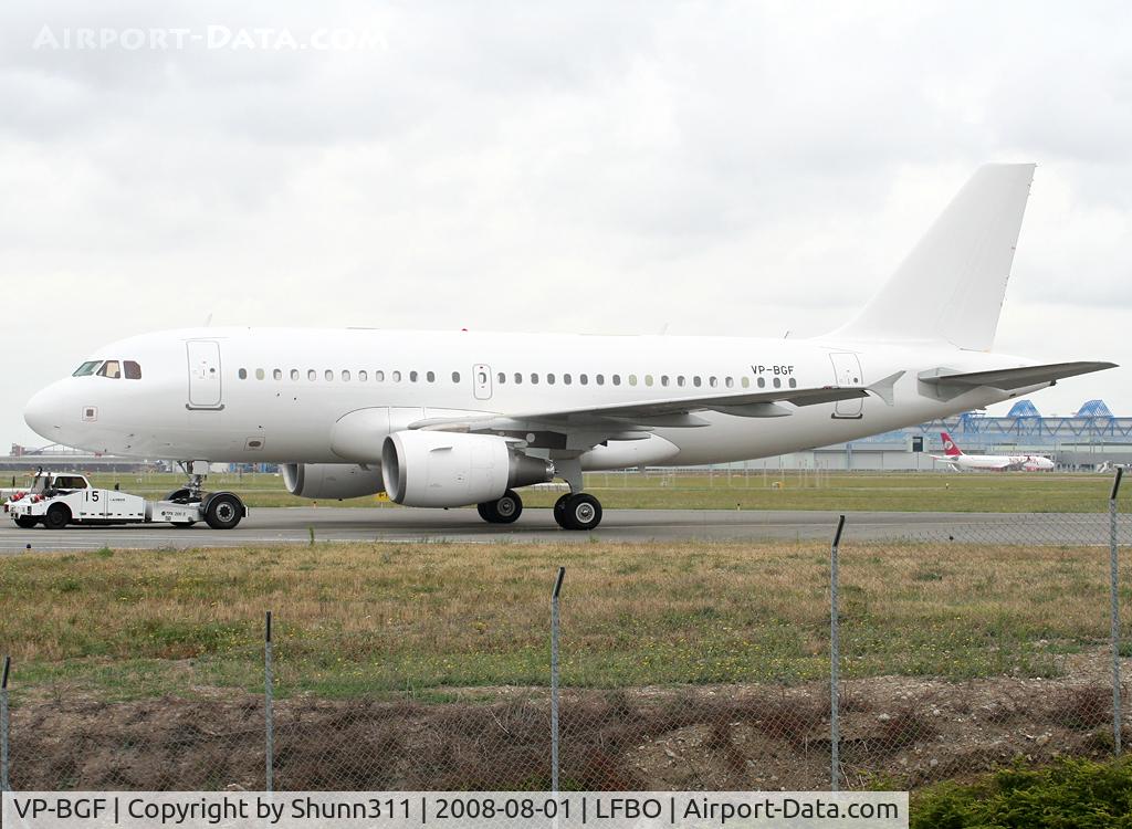 VP-BGF, 2007 Airbus A319-115CJ C/N 3356, Trackted to Air France facility from ACJ Center... All white on left side...