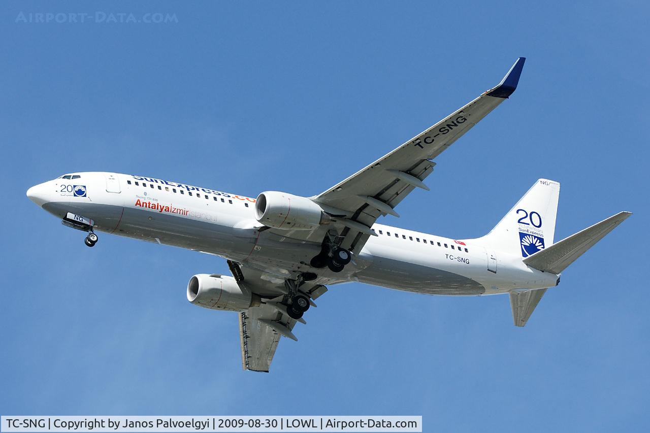 TC-SNG, 2008 Boeing 737-8HC C/N 36530, SunExpress Boeing B737-8HC  approach RWY 27 LNZ