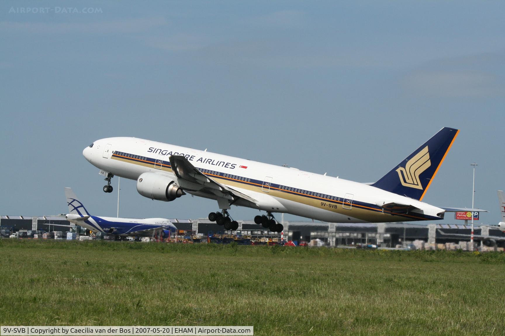9V-SVB, 2001 Boeing 777-212/ER C/N 28525, Departure from Schiphol