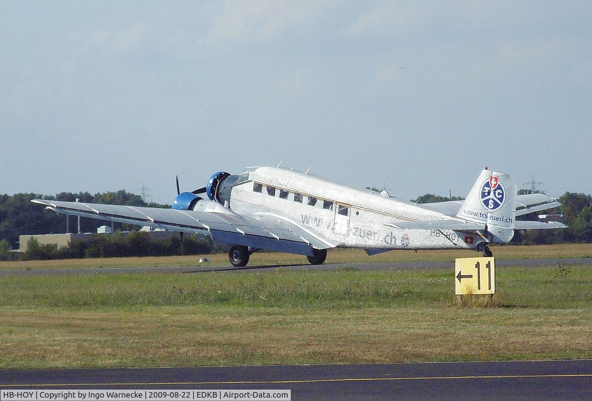 HB-HOY, 1949 Junkers (CASA) 352A-3 (Ju-52) C/N 96, CASA 352 A-3 (license built Junkers Ju 52/3m) of JuAir at the Bonn-Hangelar centennial jubilee airshow