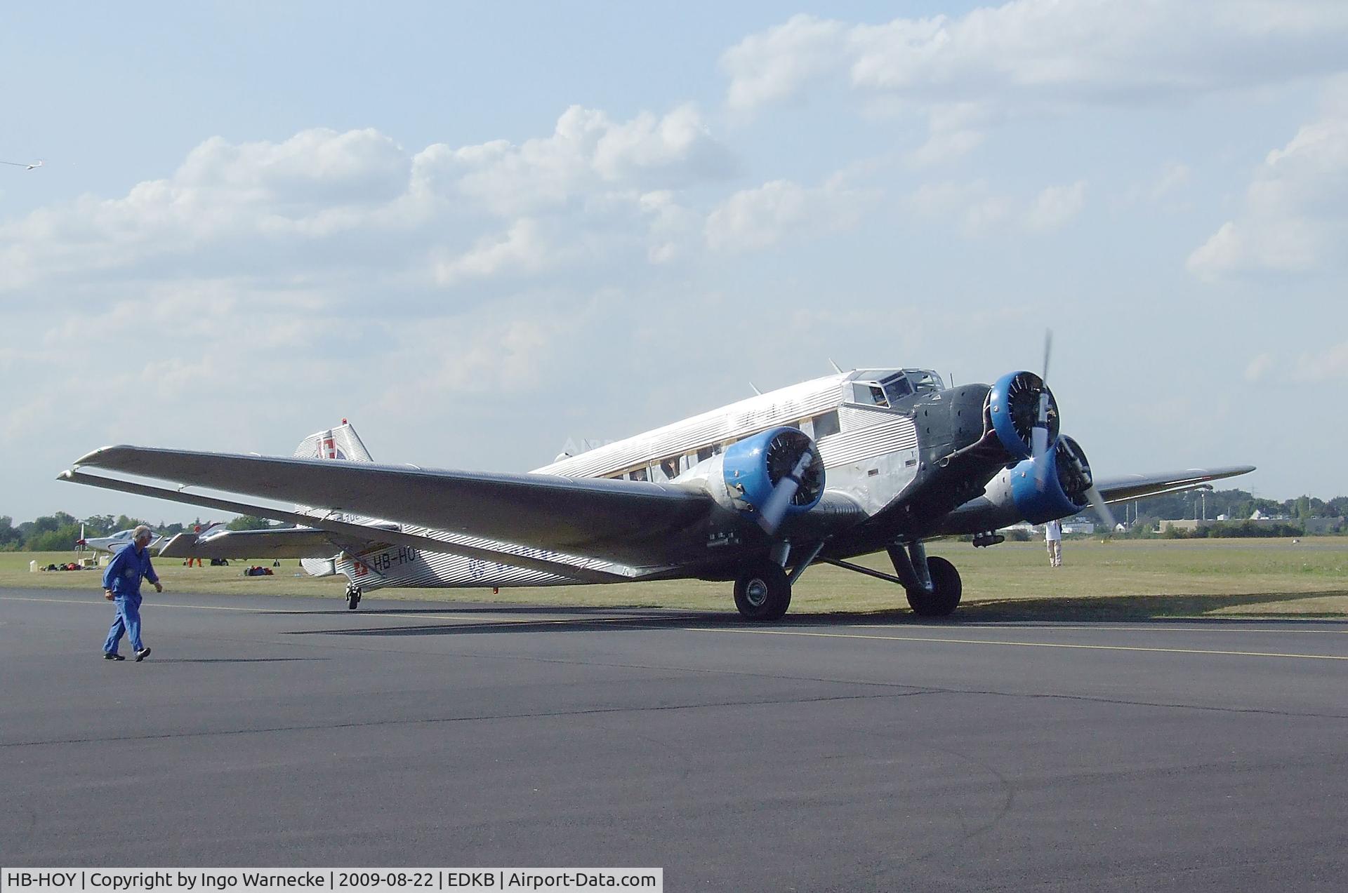 HB-HOY, 1949 Junkers (CASA) 352A-3 (Ju-52) C/N 96, CASA 352 A-3 (license built Junkers Ju 52/3m) of JuAir at the Bonn-Hangelar centennial jubilee airshow